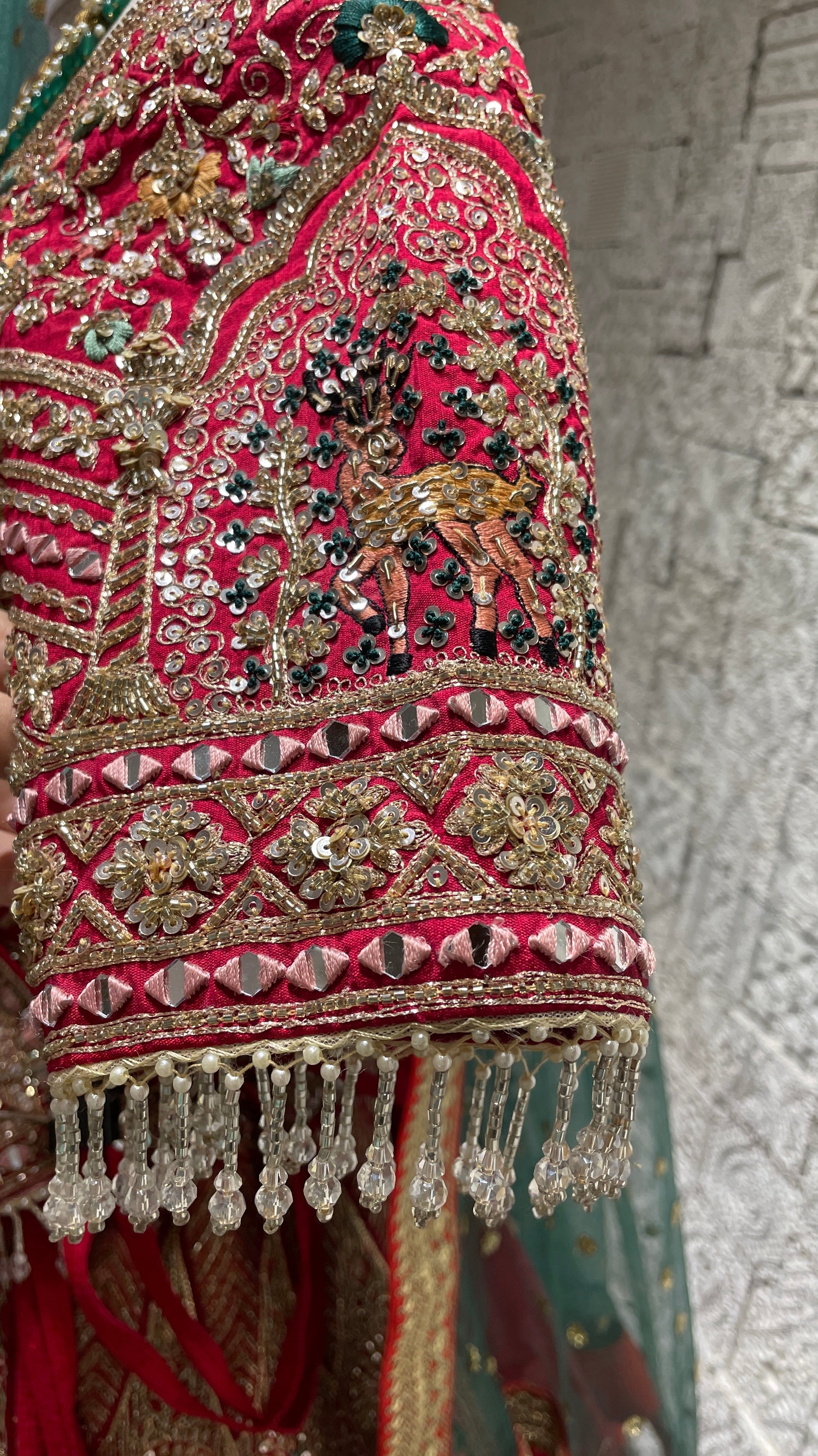 Multicolour Silk Bridal lehenga