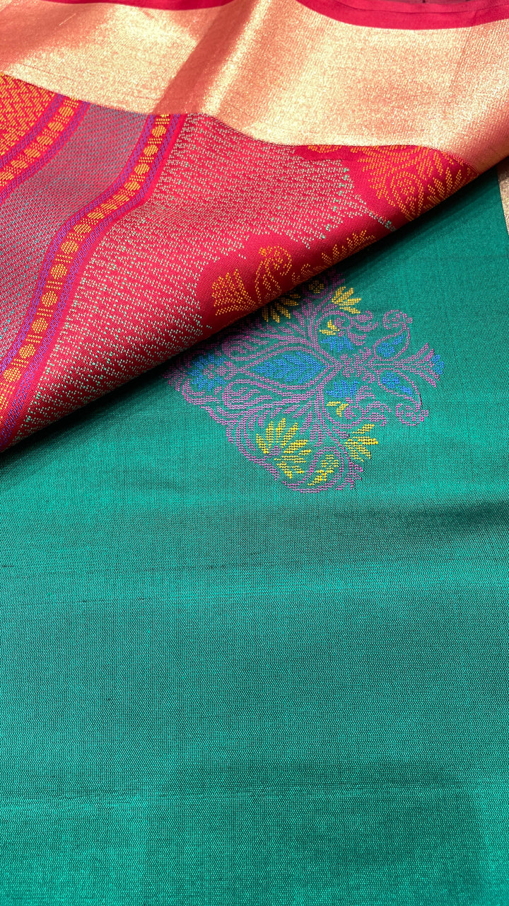 Green and red handloom silk saree