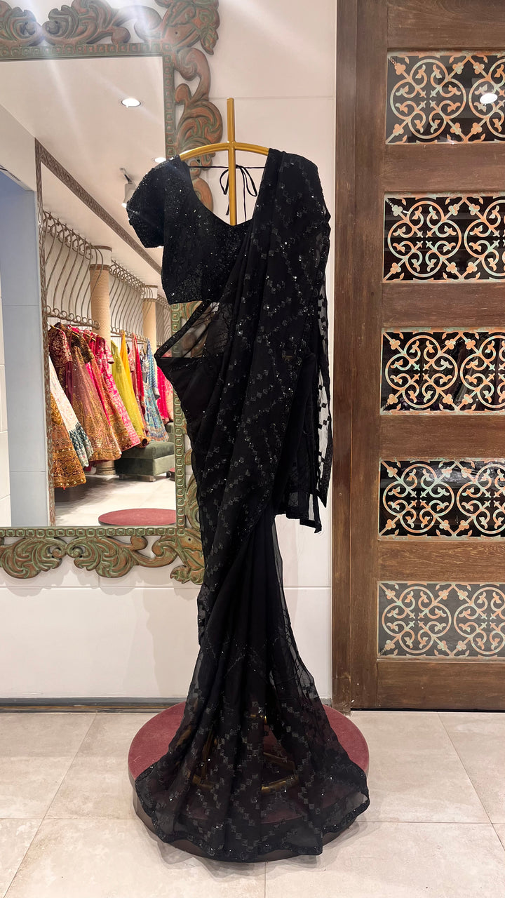 Black sequins saree