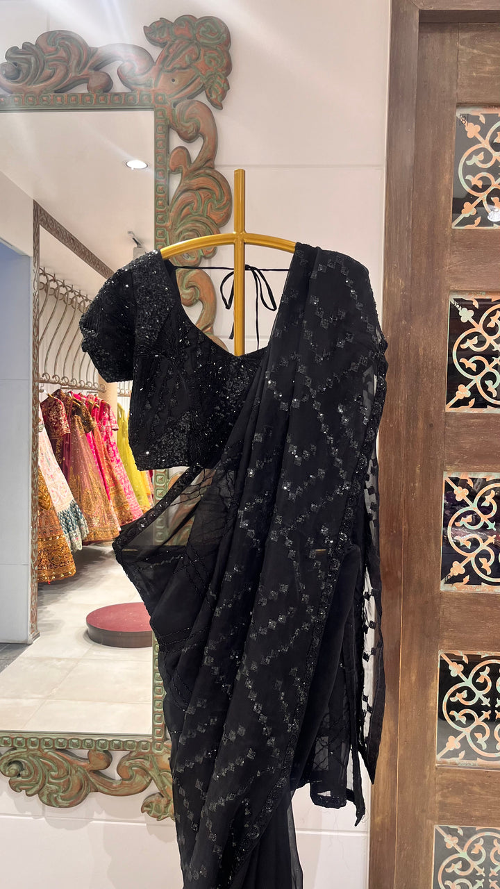 Black sequins saree