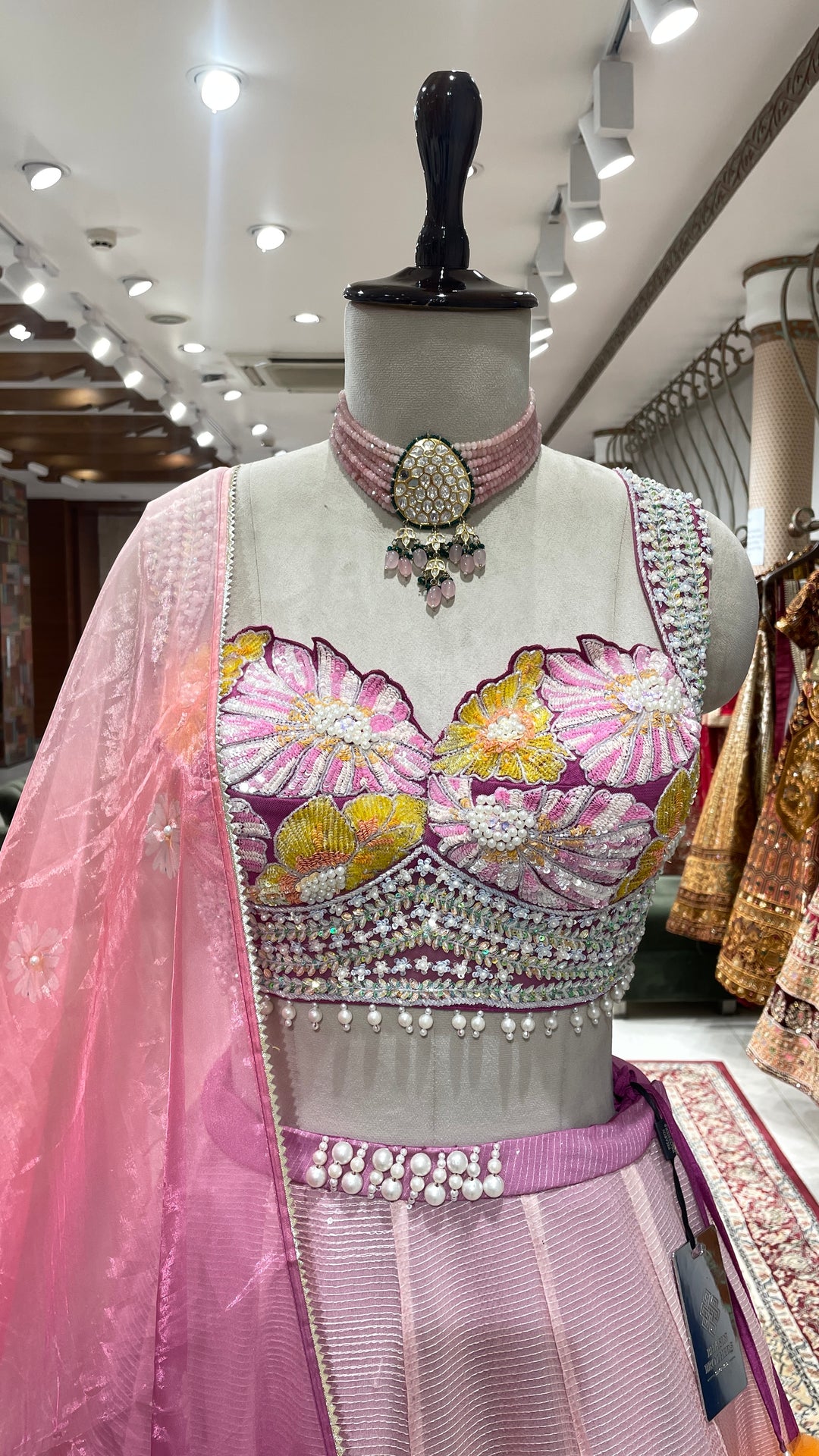 Ombre Pink Floral lehenga