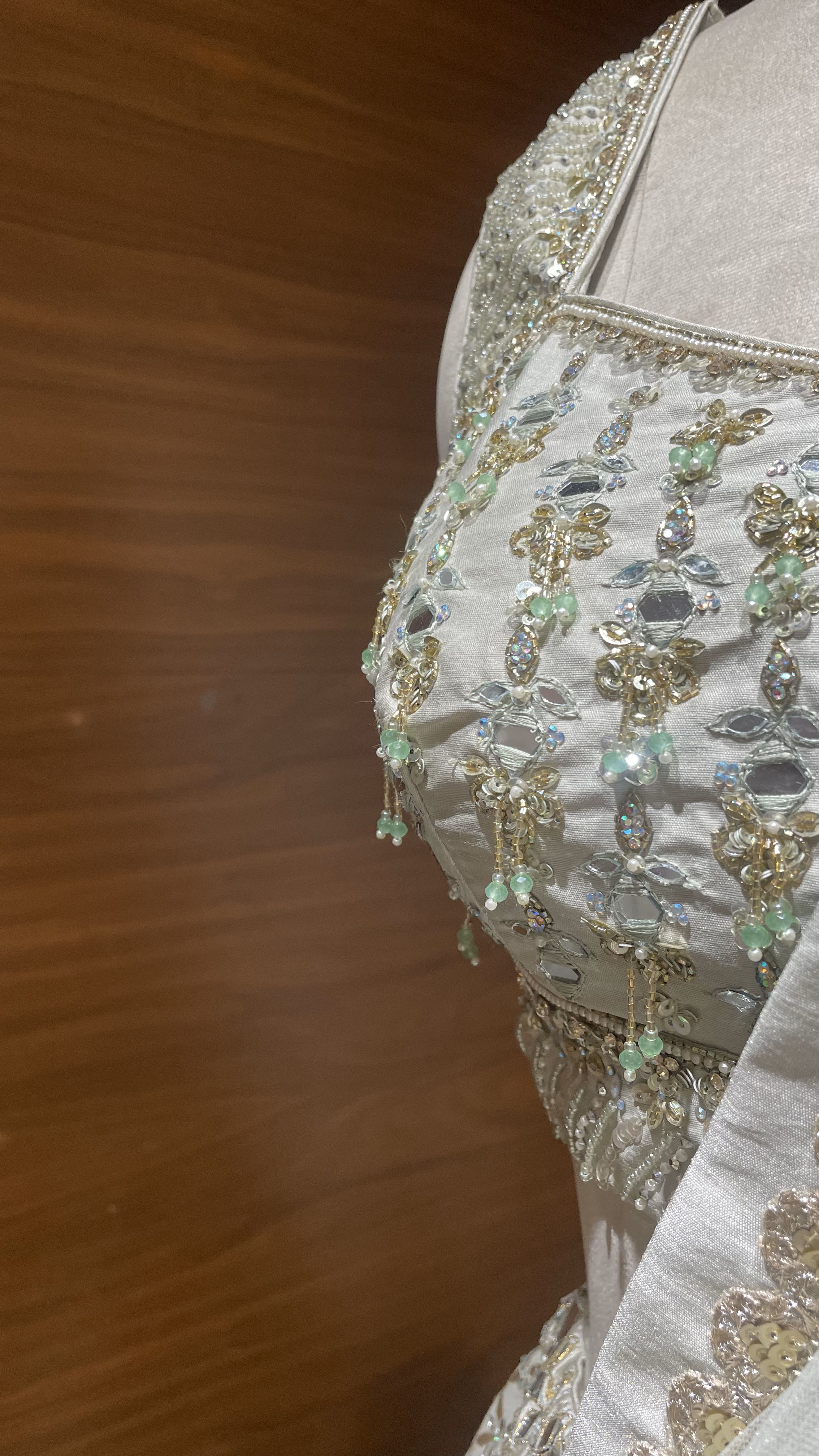 Mint Green | Pastel Pink - Mirror Work Lehenga