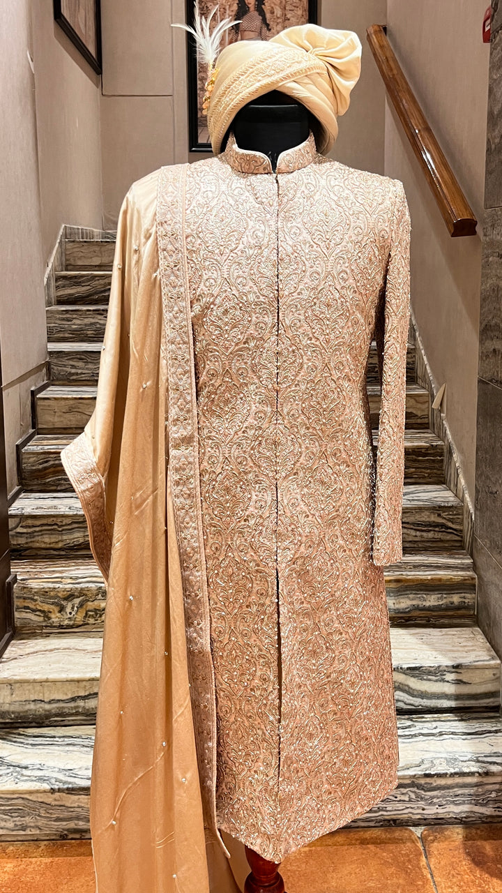 HERITAGE SHERWANI WITH ZARDOZI, SEQUINS, AND CUTDANA EMBELLISHMENTS (Sherwani set)