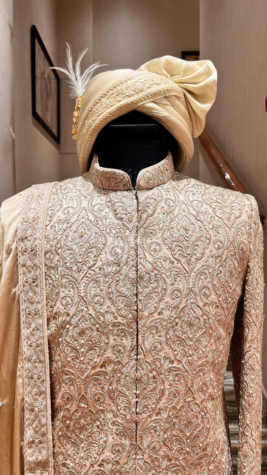 HERITAGE SHERWANI WITH ZARDOZI, SEQUINS, AND CUTDANA EMBELLISHMENTS (Sherwani set)