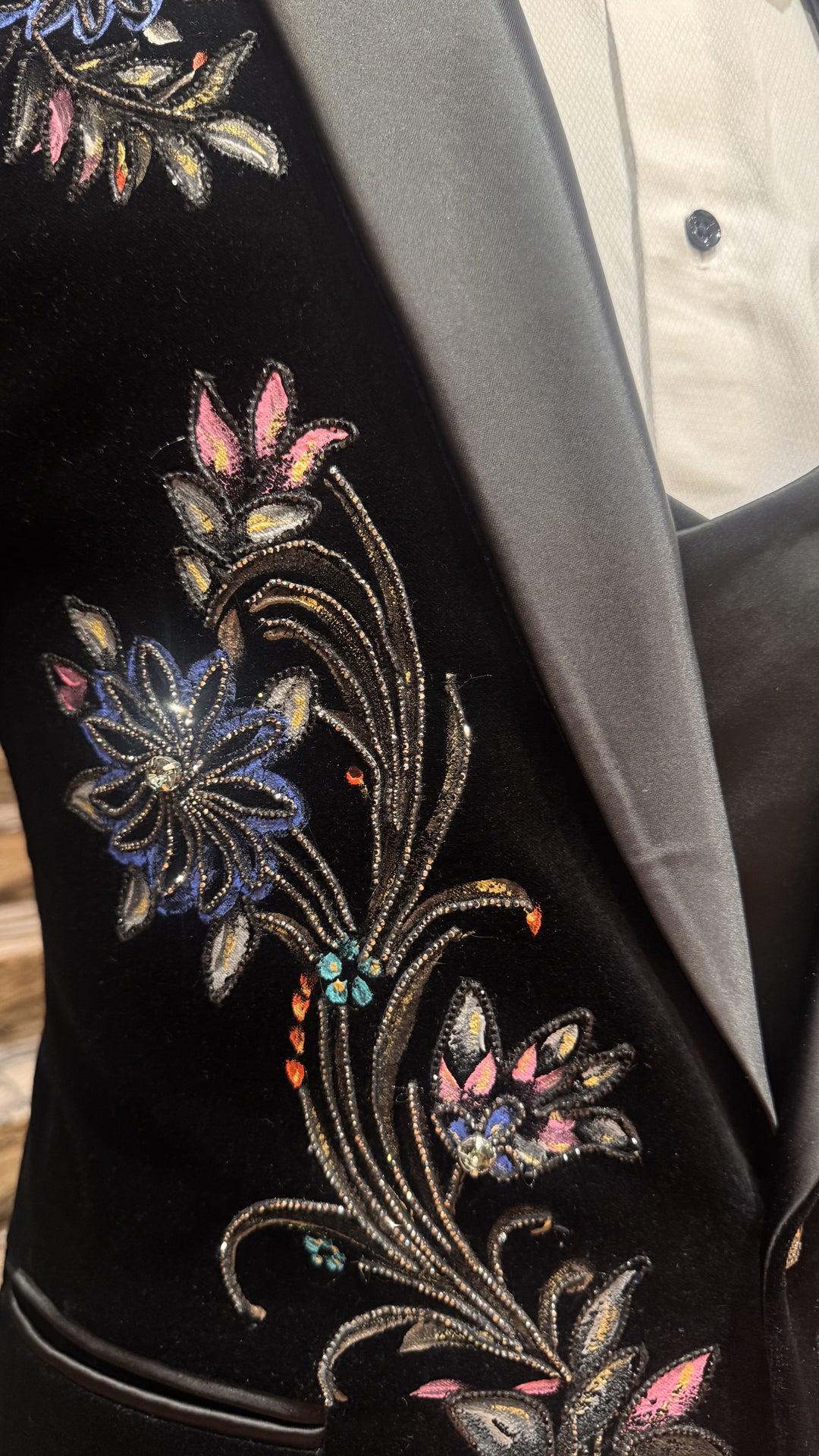 Blue Tuxedo with Floral Design