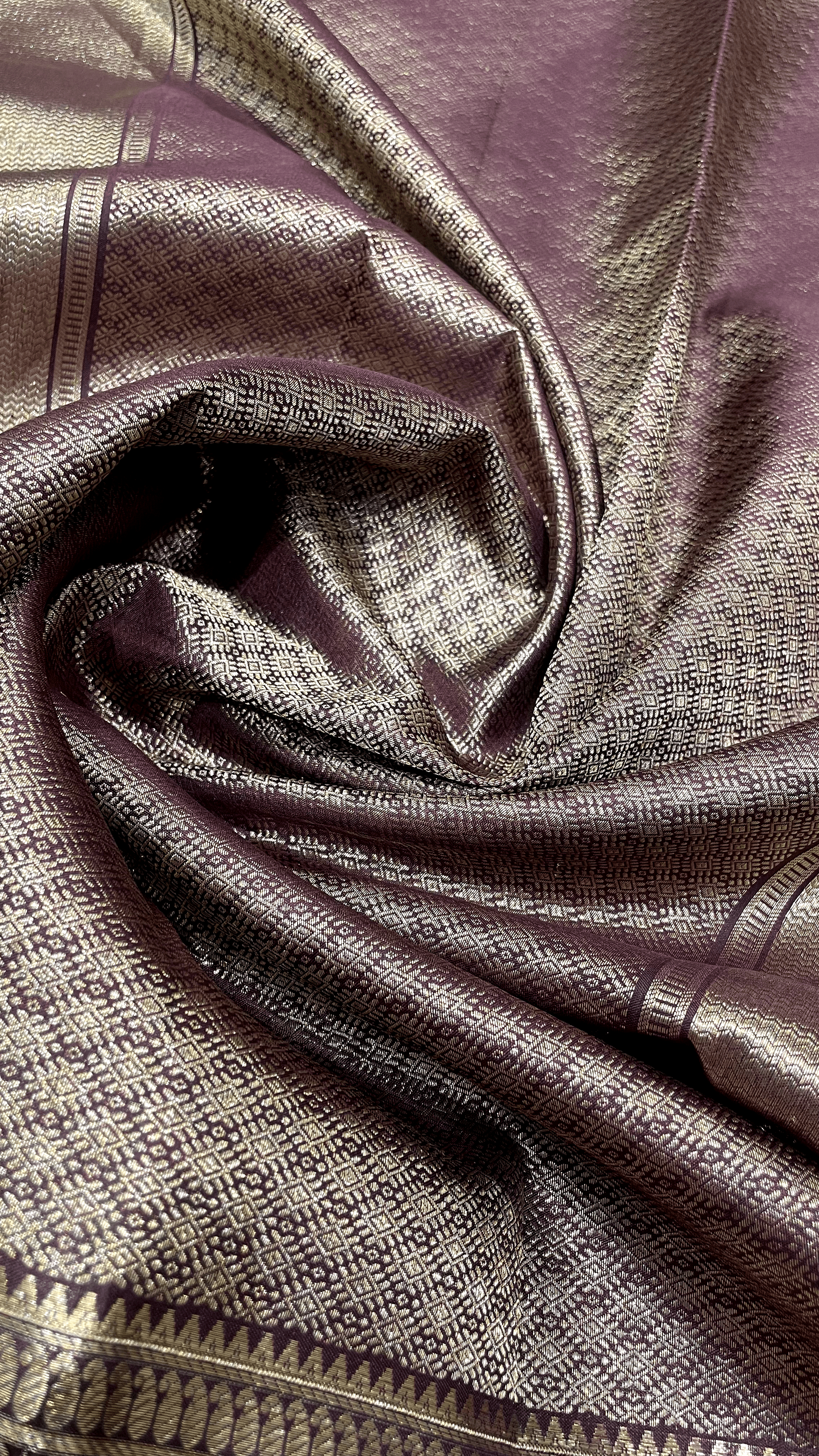 Purple Kanjivaram silk saree with zari work