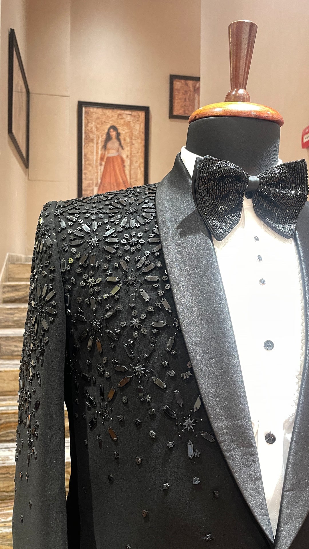 Black tuxedo with detail sequins embellishments