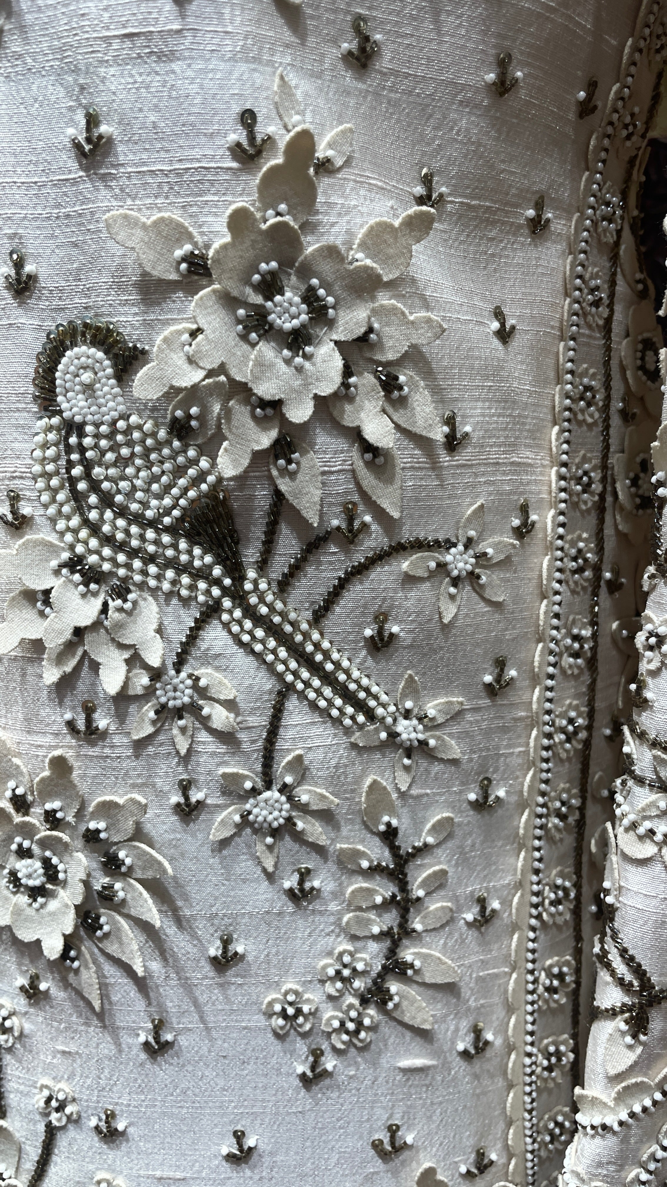 Gold silk sherwani with motifs and cutdana embellishments