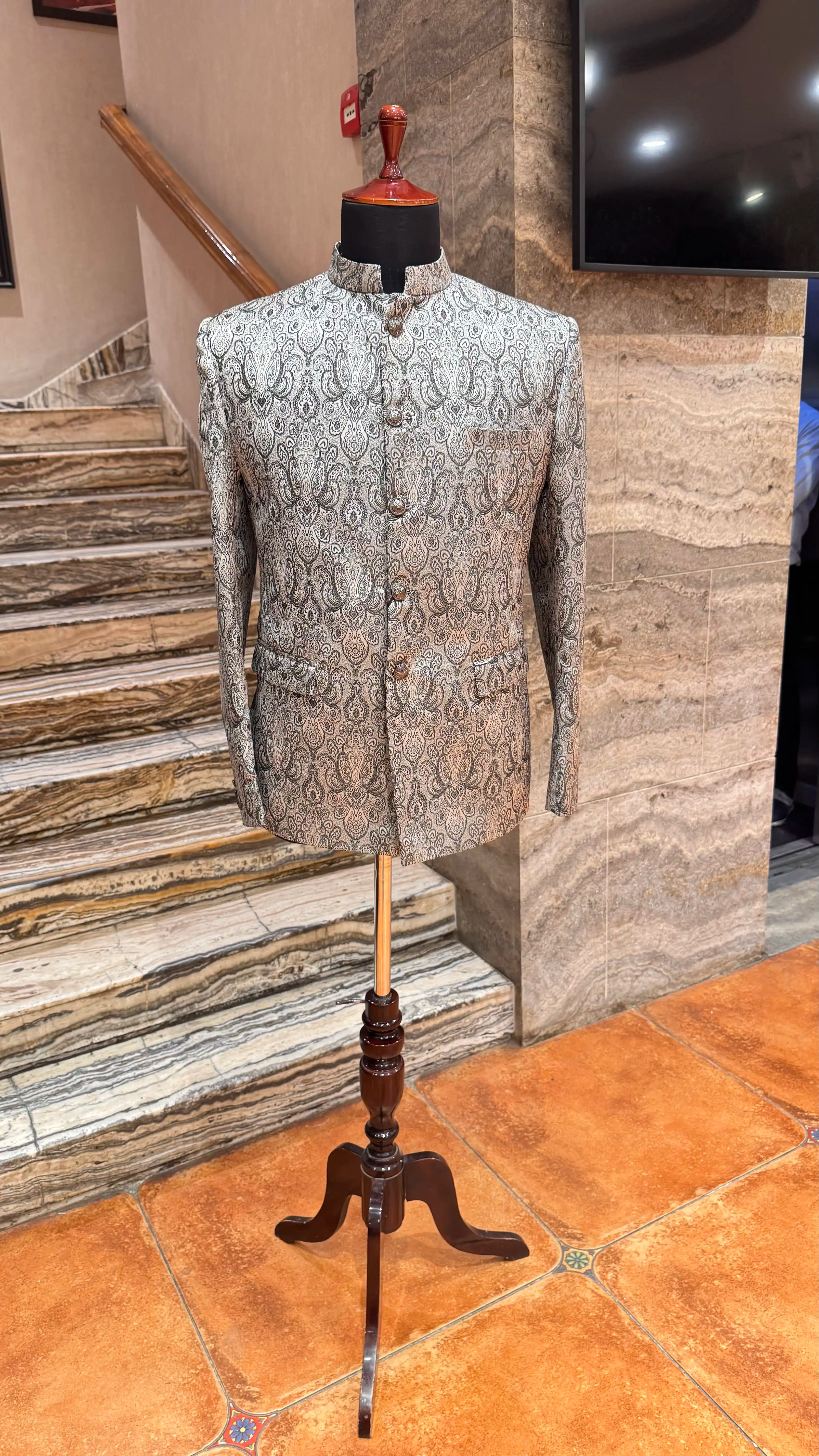 Grey self work bandhgala