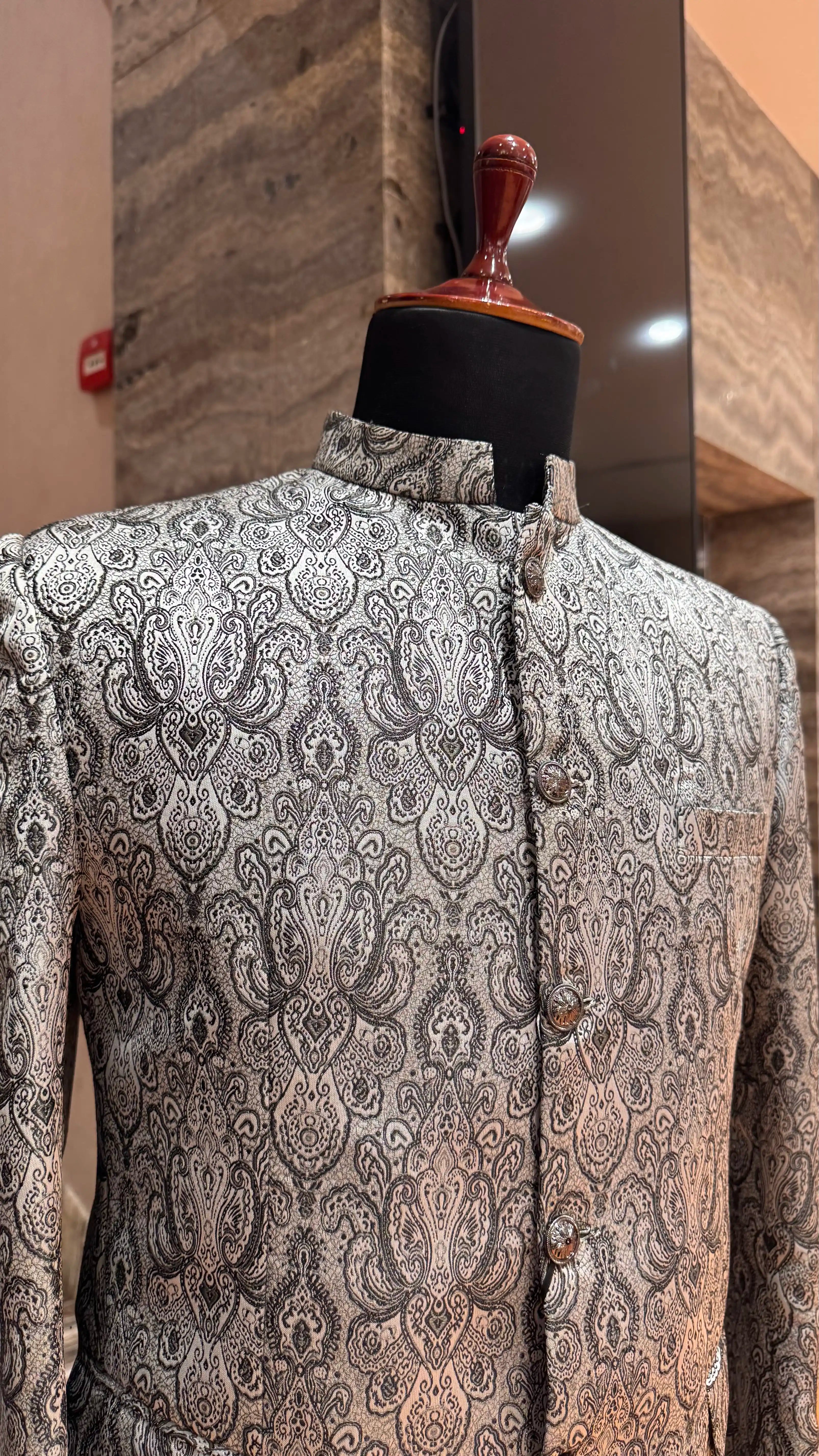 Grey self work bandhgala