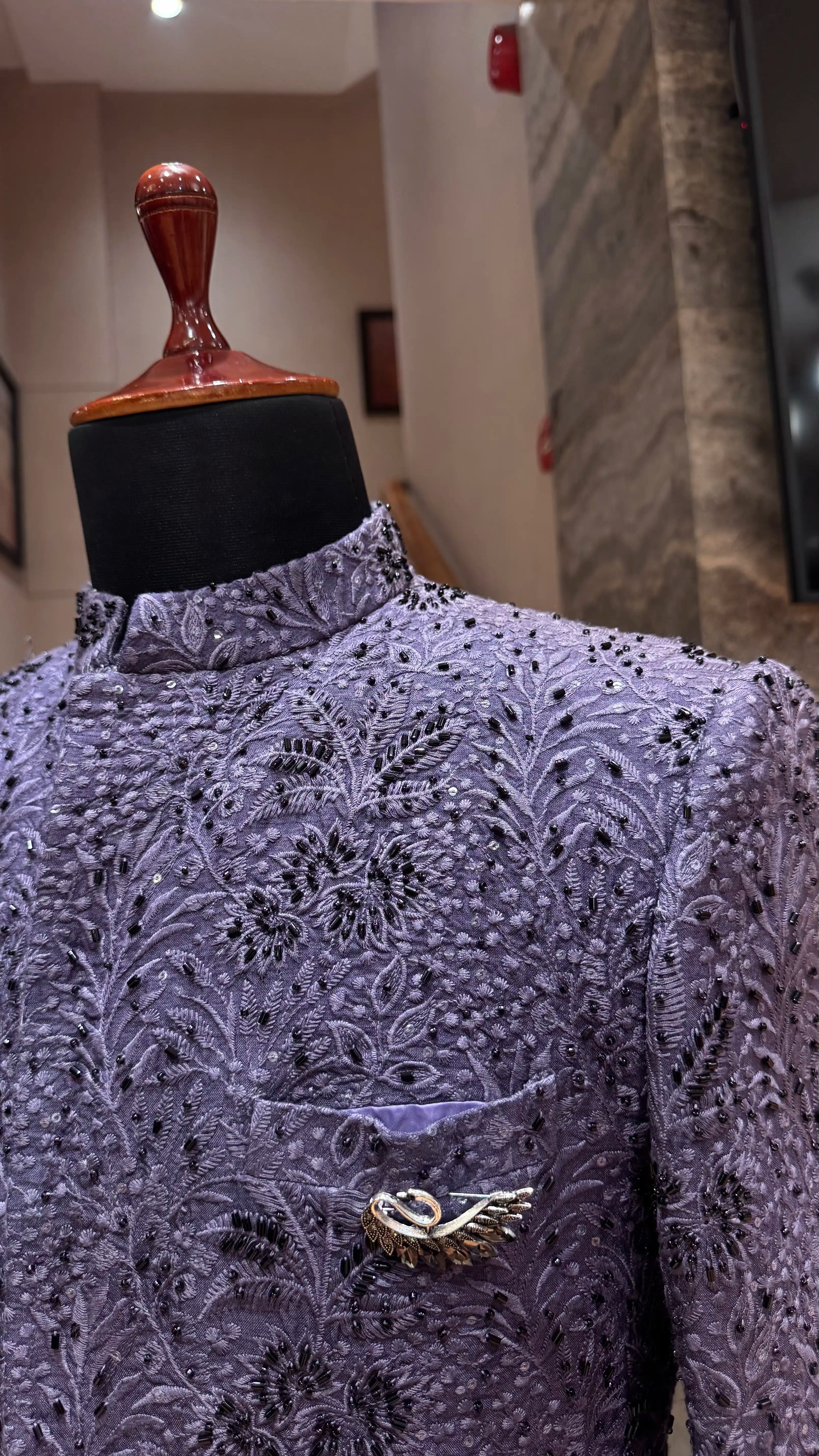 Purple bandhgala with self work