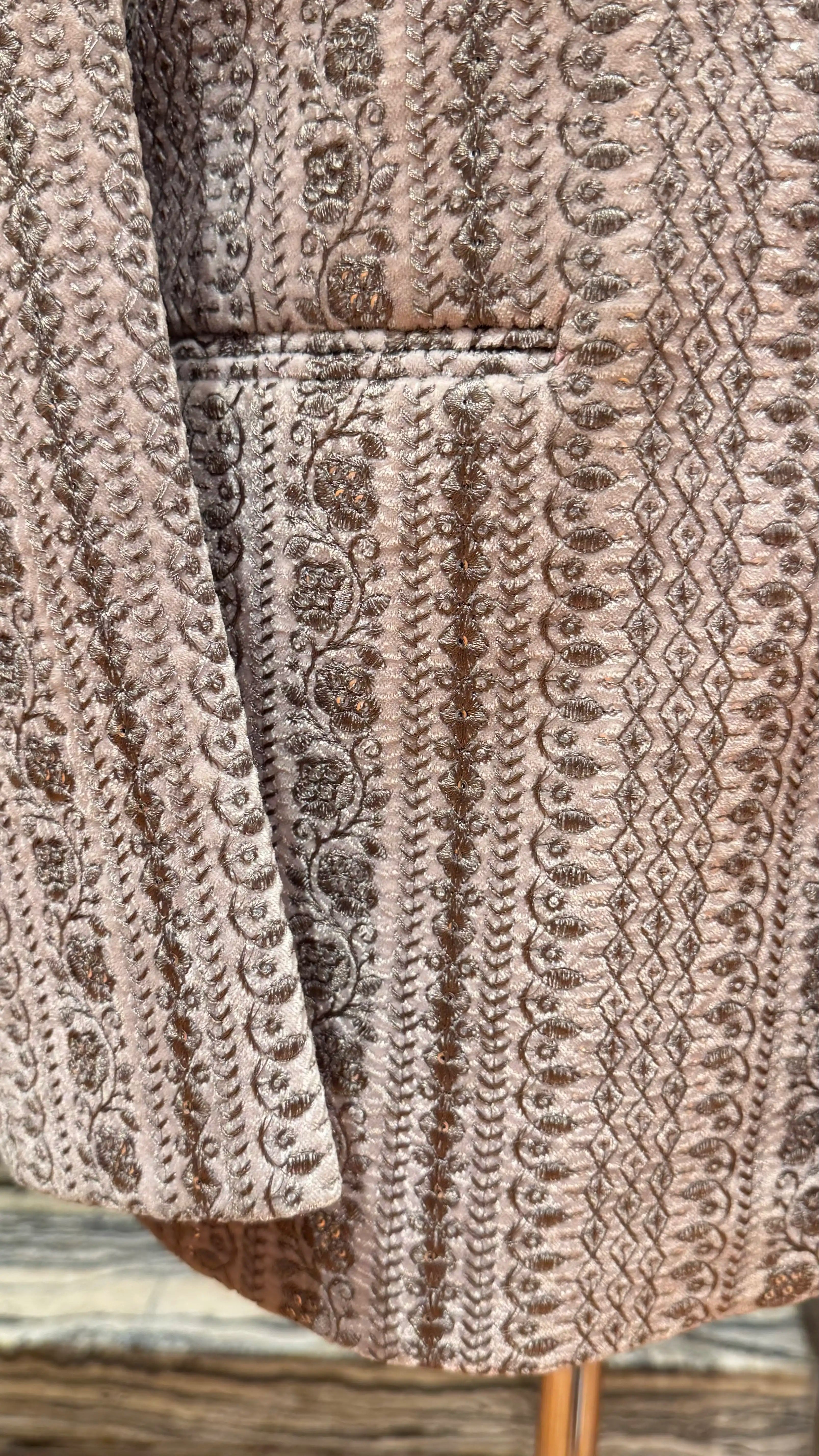 Pinkish grey bandhgala with silver embroidery