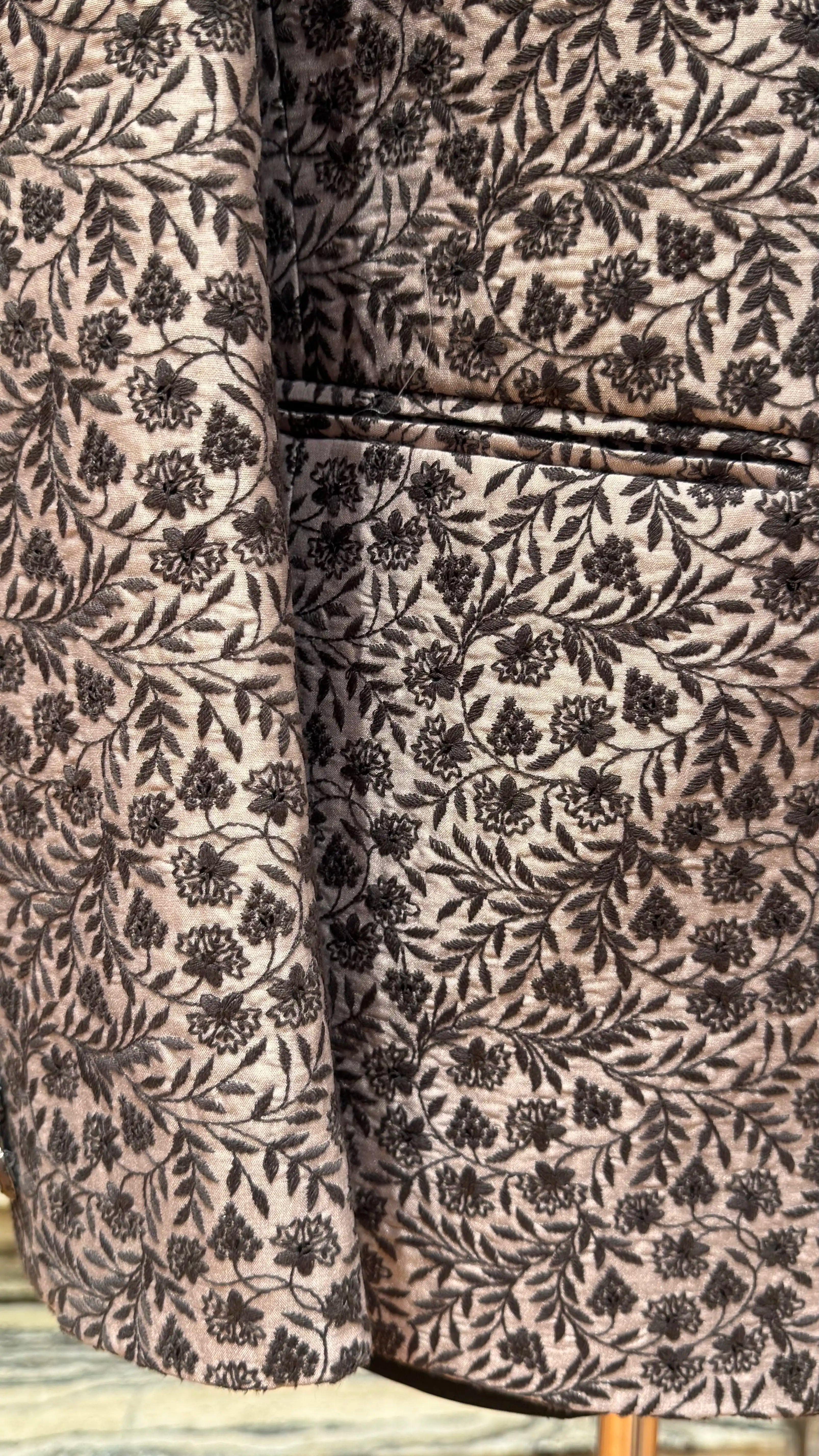 Lavender bandhgala with floral embroidery