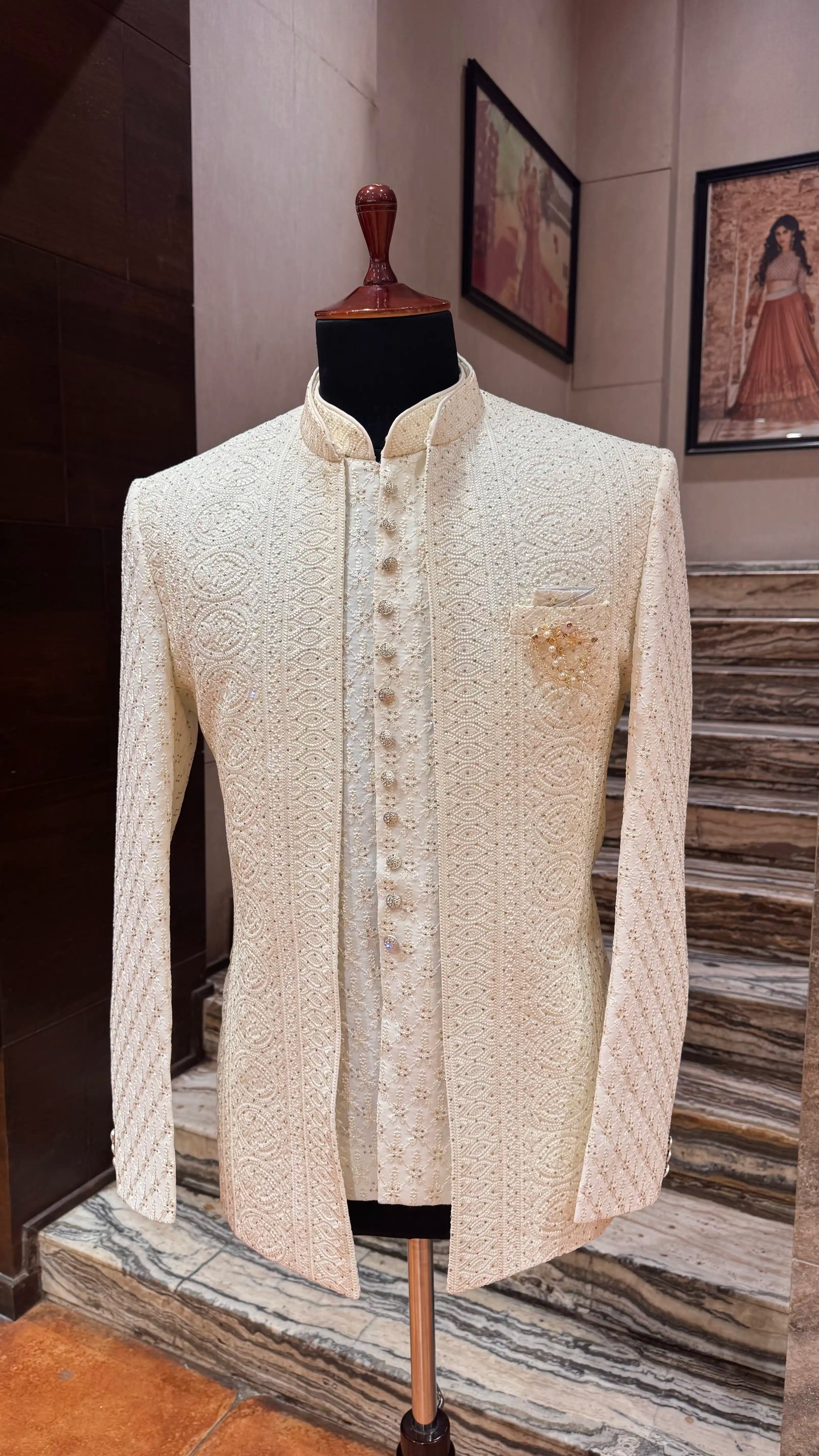 Off white jacket style bandhgala