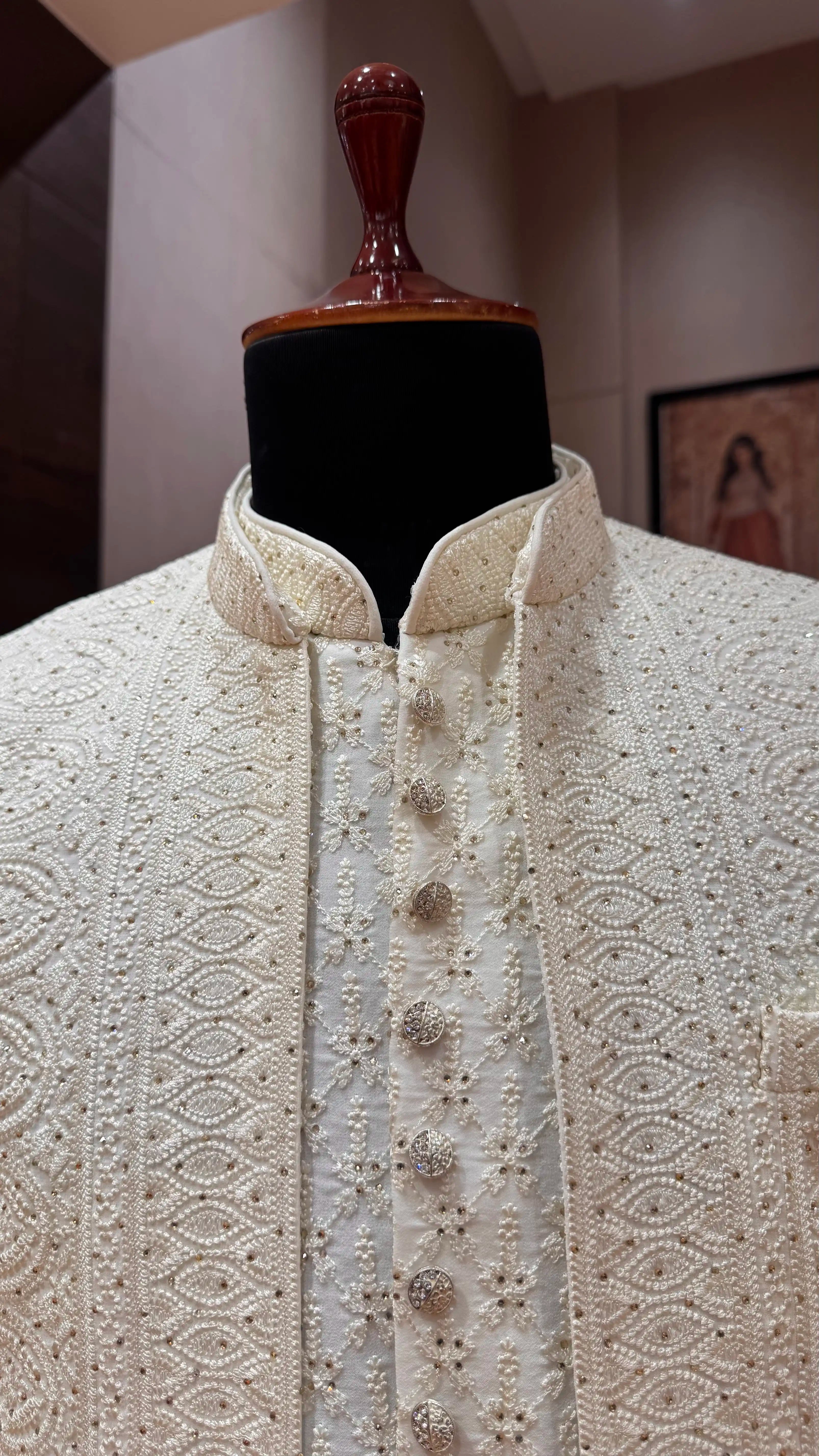 Off white jacket style bandhgala