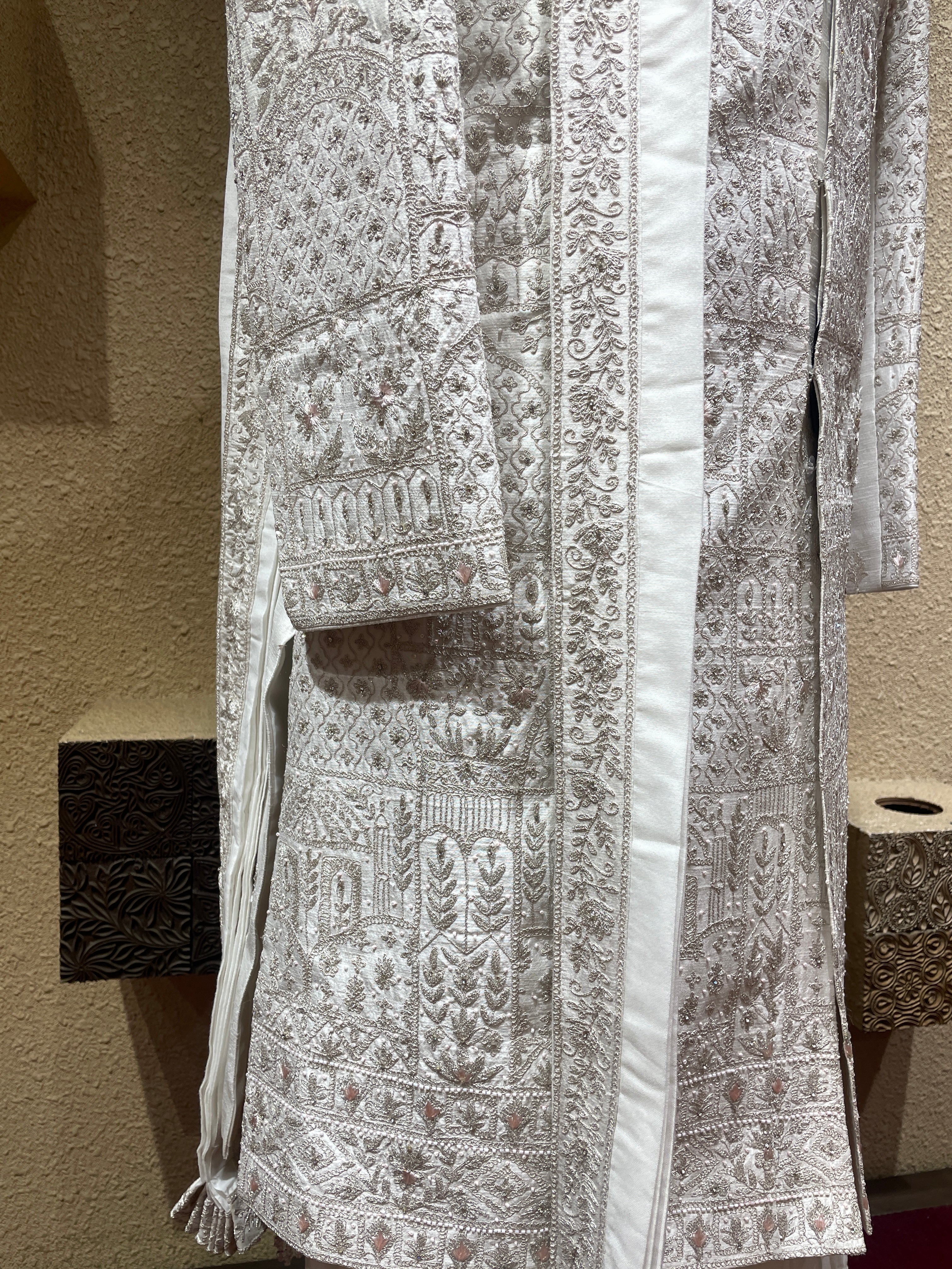 Ivory Silk Sherwani with embellishments