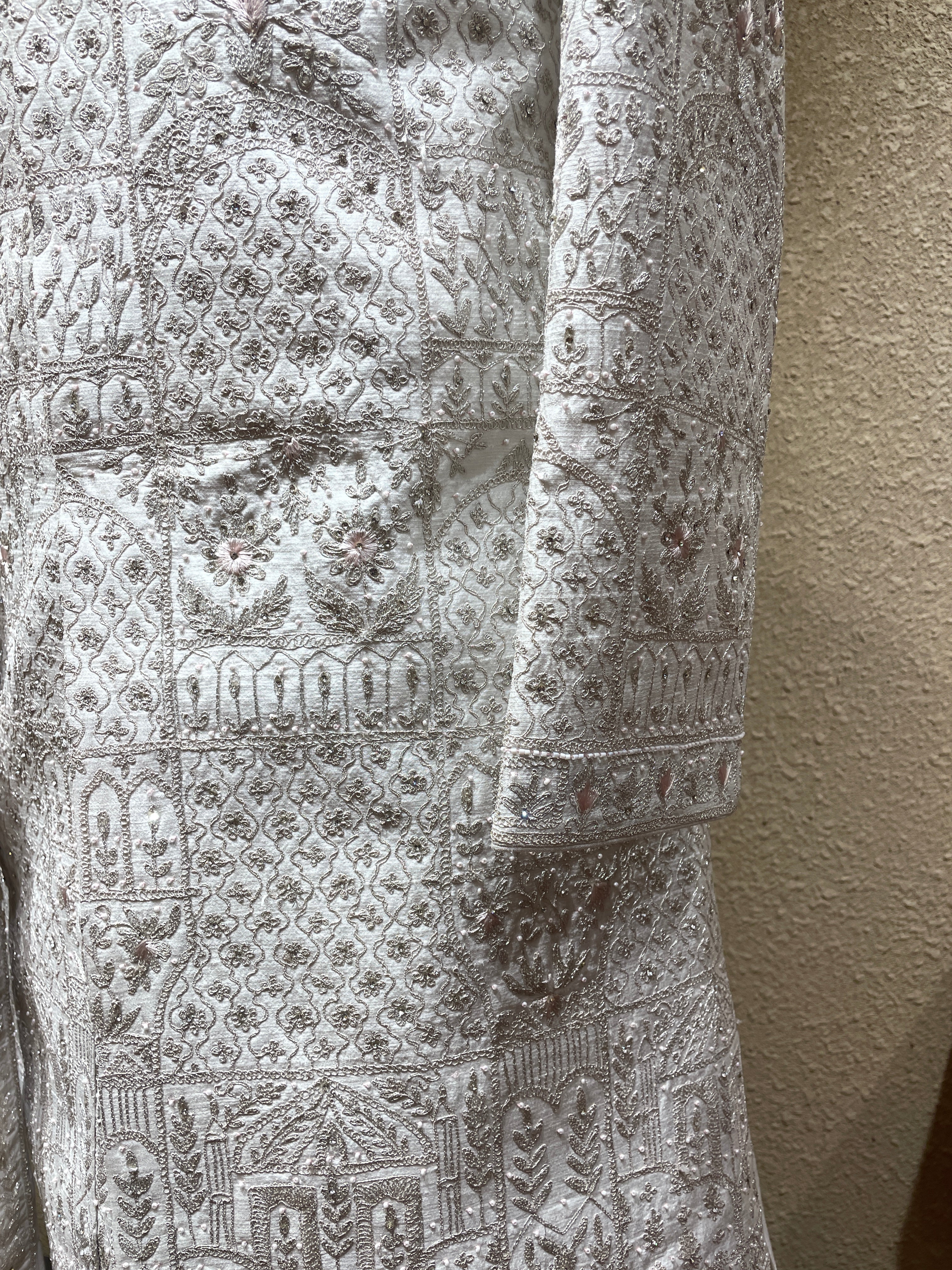Ivory Silk Sherwani with embellishments