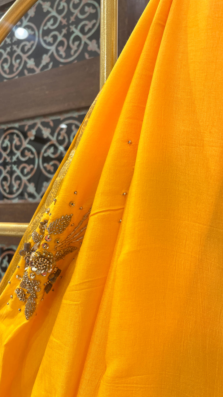 Bright yellow saree