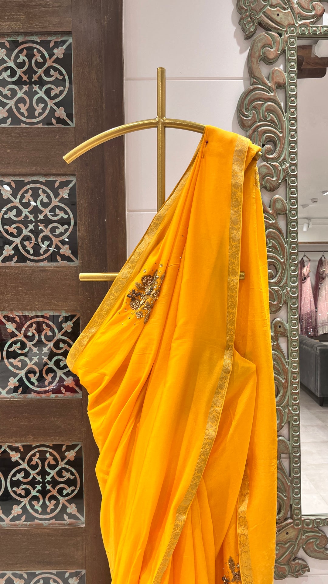 Bright yellow saree