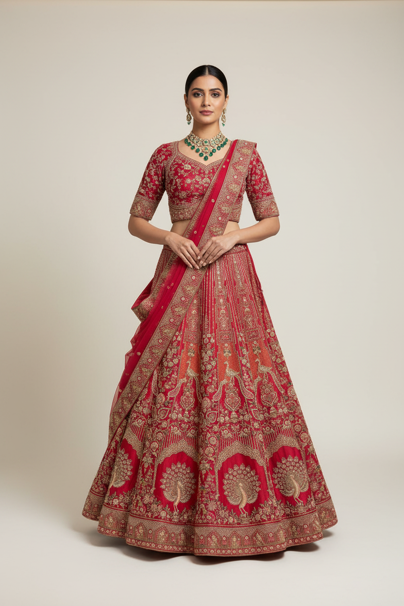 Pink Bridal Lehenga with Zariwork