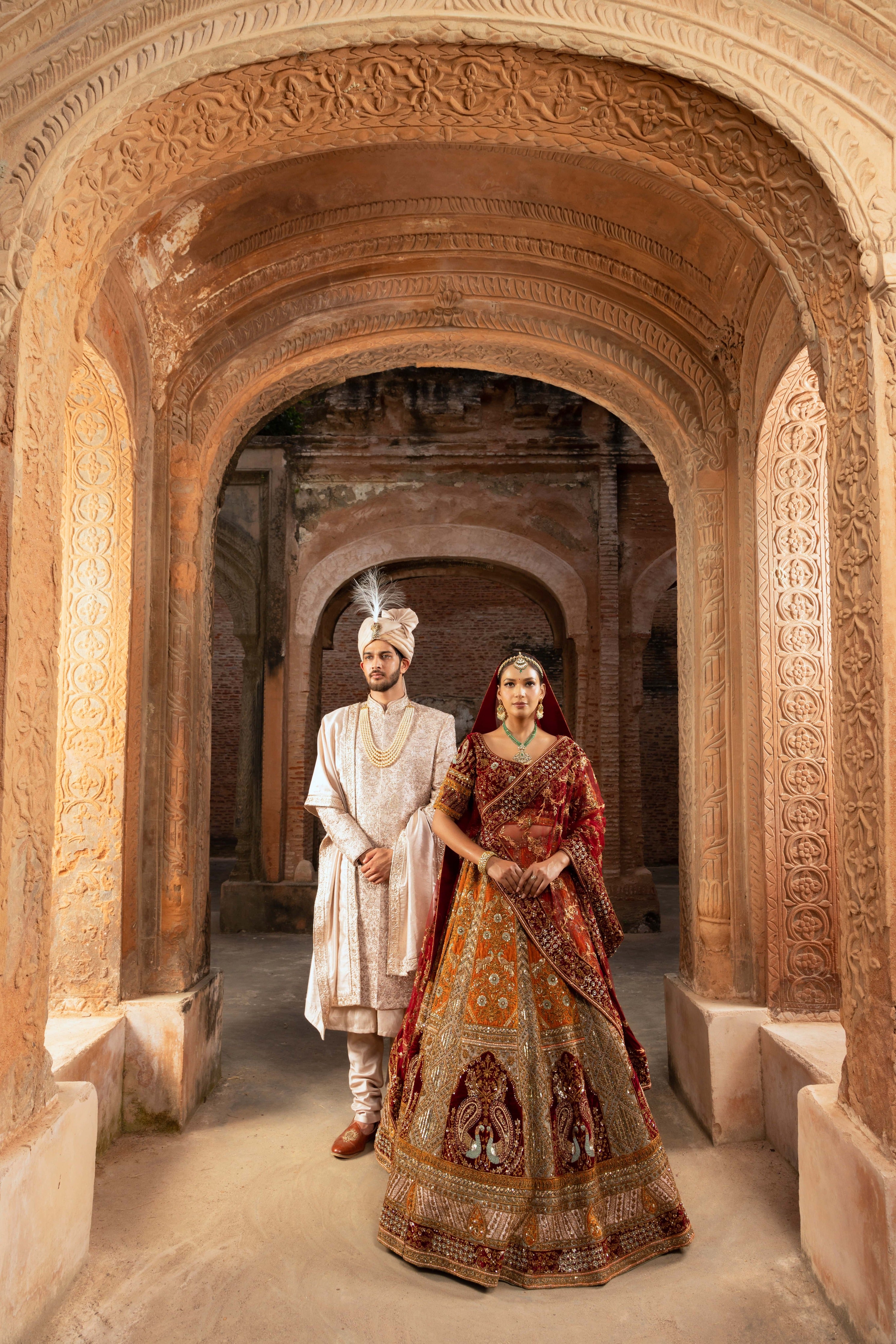 Legacy of Excellence Velvet Bridal Lehenga with Intricate Embroidery