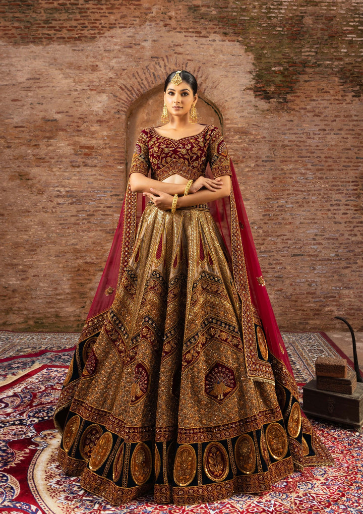Marwari Silk Bridal Lehenga with Zardozi Embroidery