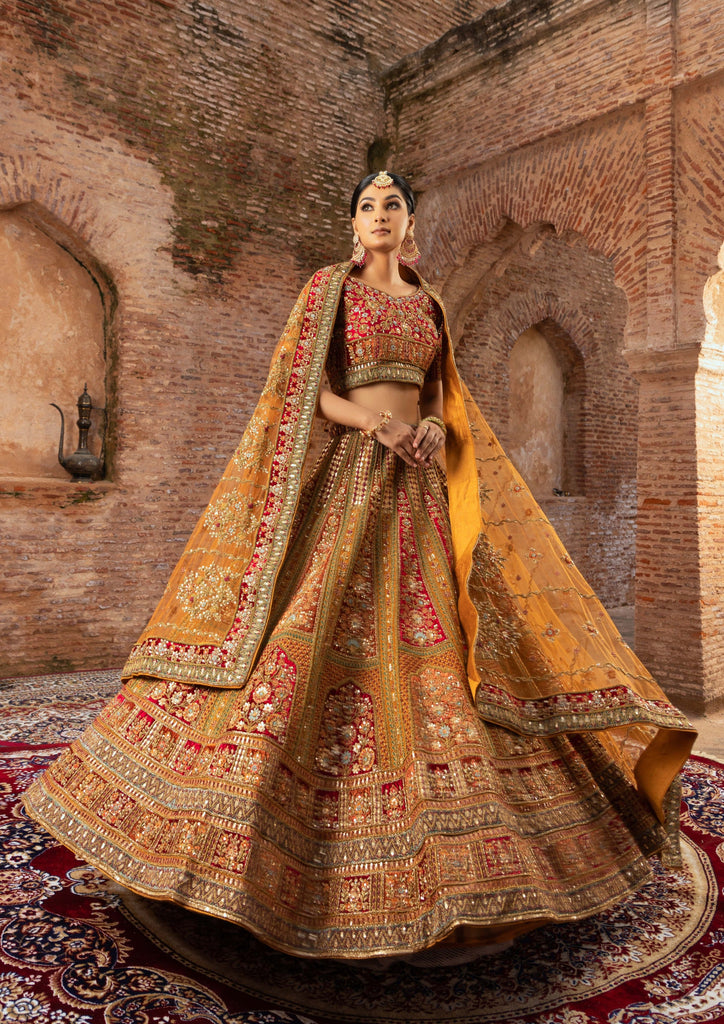 Regal Maroon Bridal Lehenga in Net and Velvet with Hand-Embroidery – Bhasin  Bros