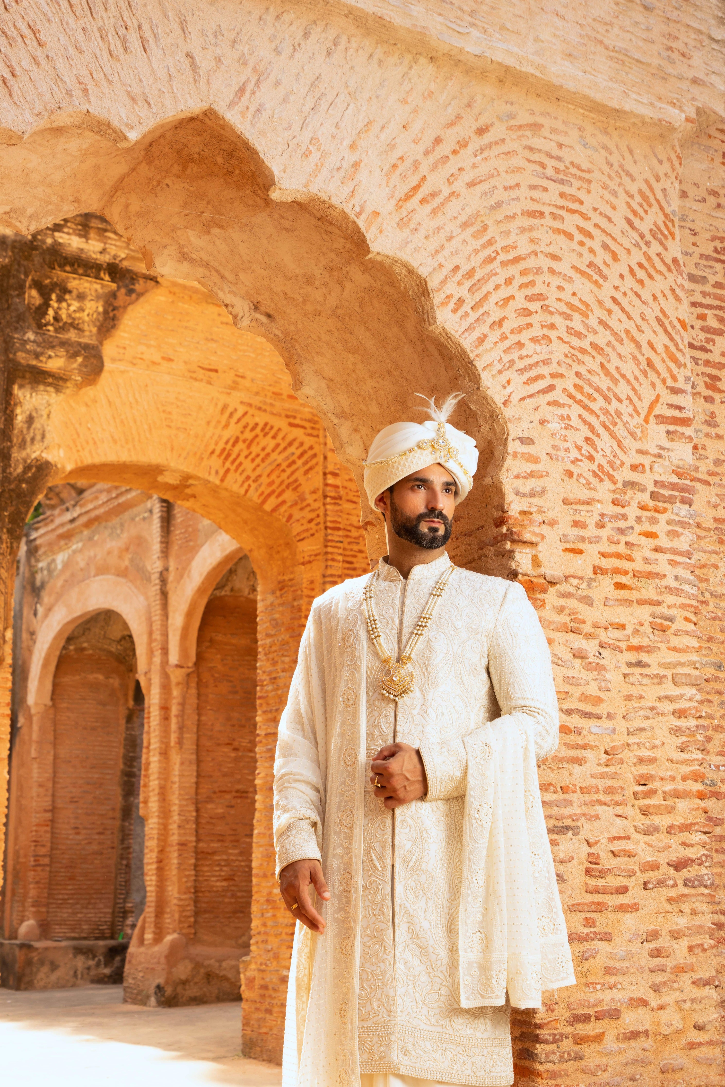 Regal Georgette Sherwani with Intricate Thread Work
