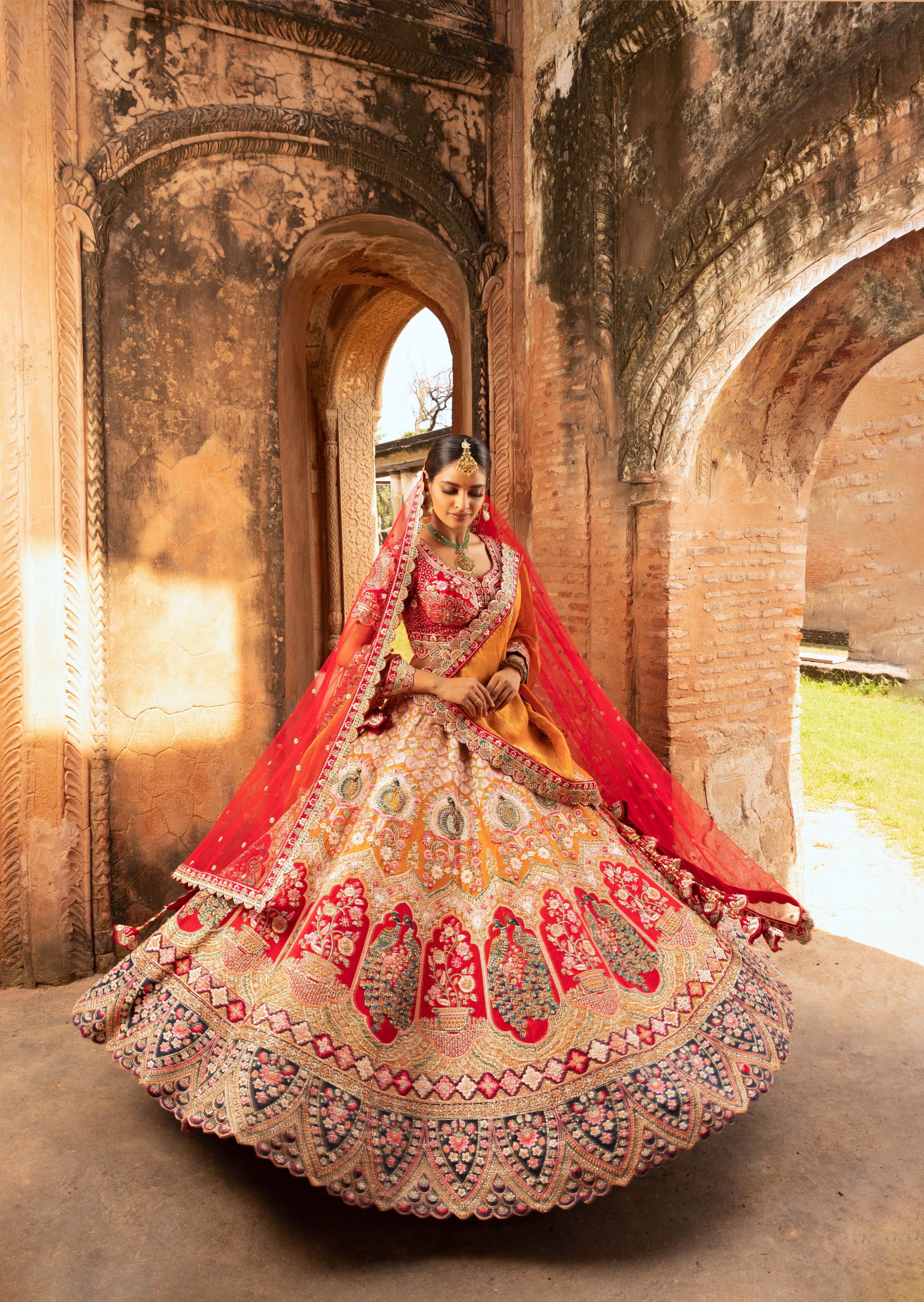 Regal Silk Lehenga with Multi-Color Thread Work and Sequins
