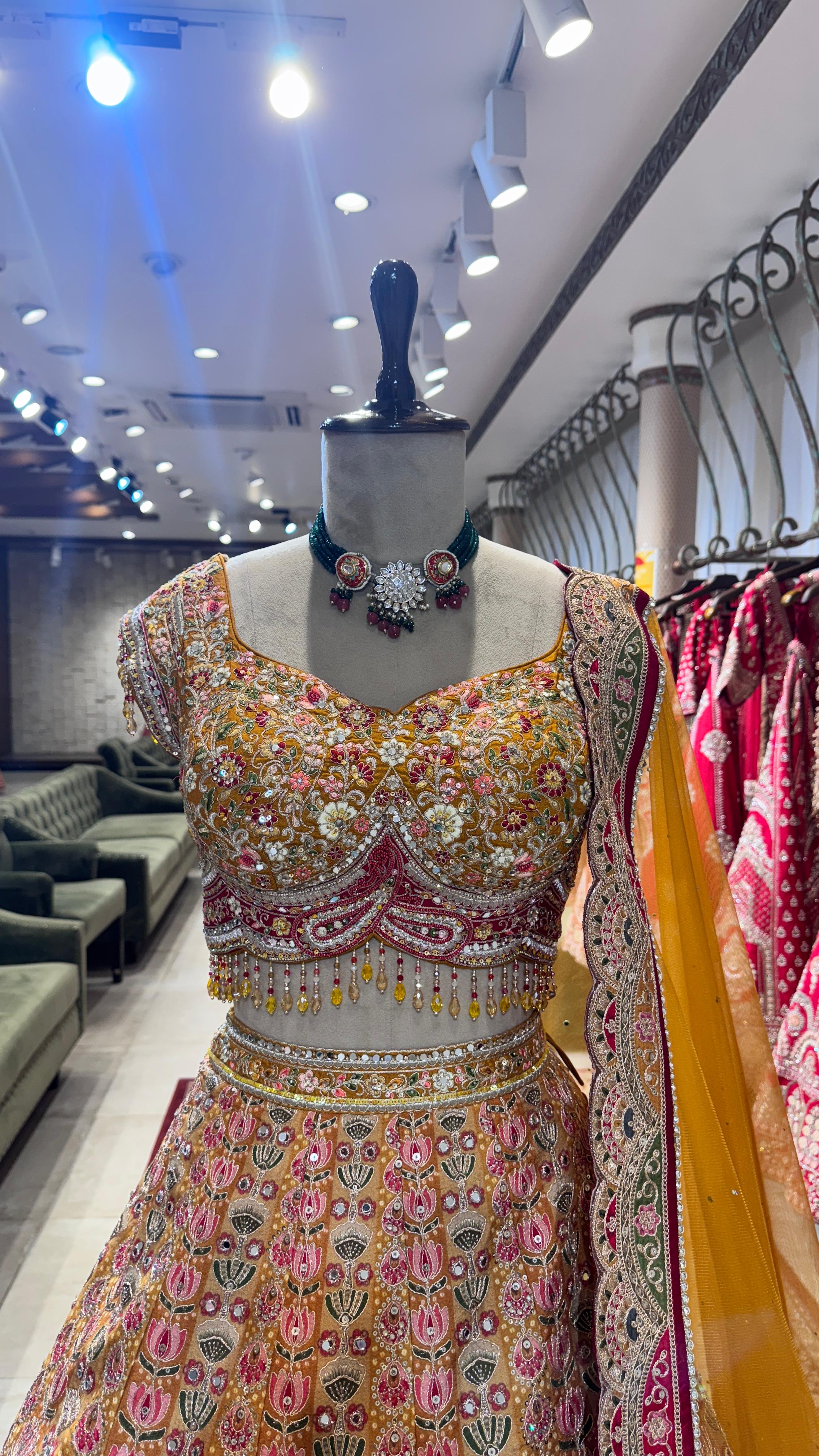 Golden Blossom Pink Lehenga