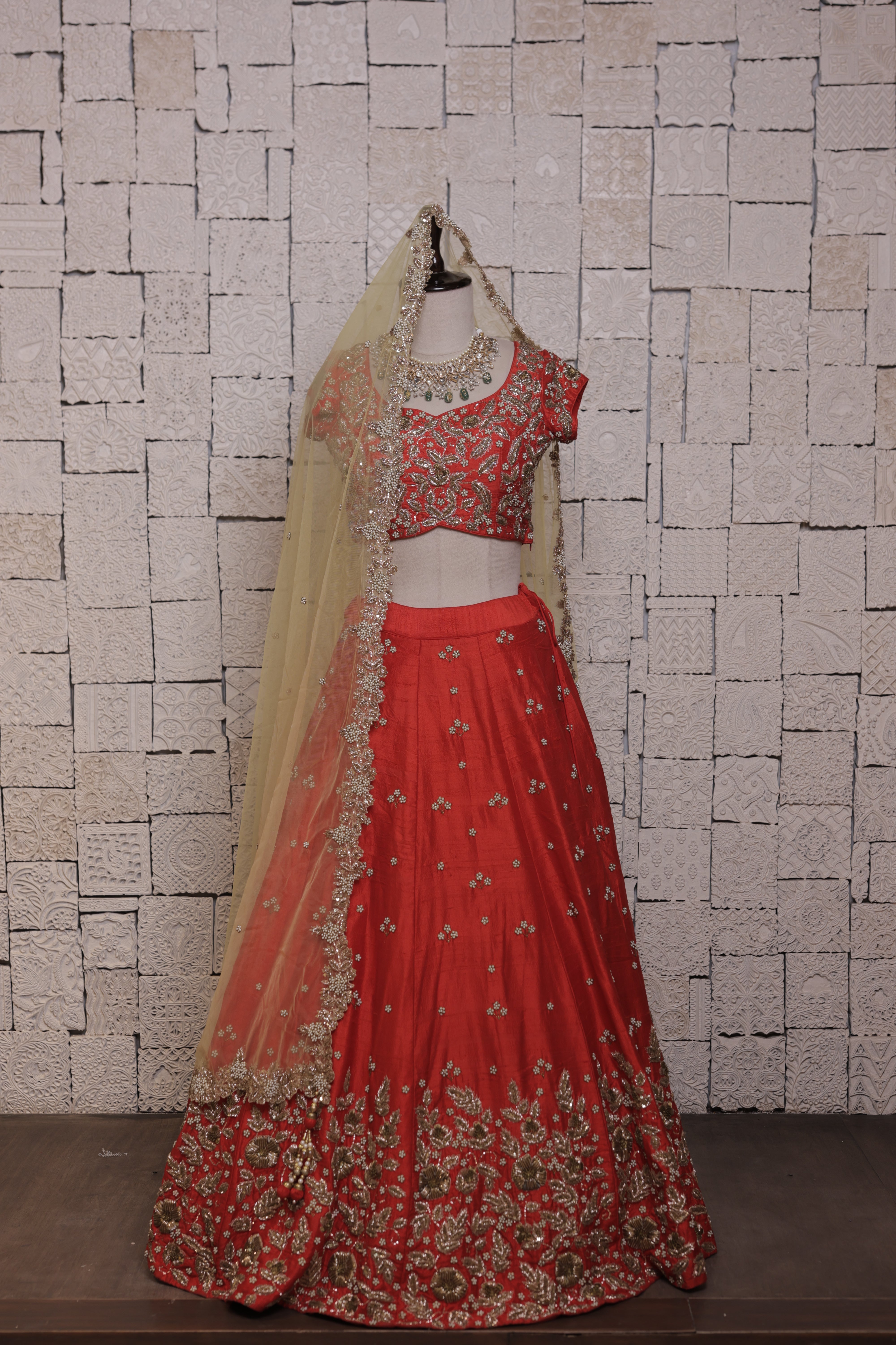 Cherish Red Bridal lehenga