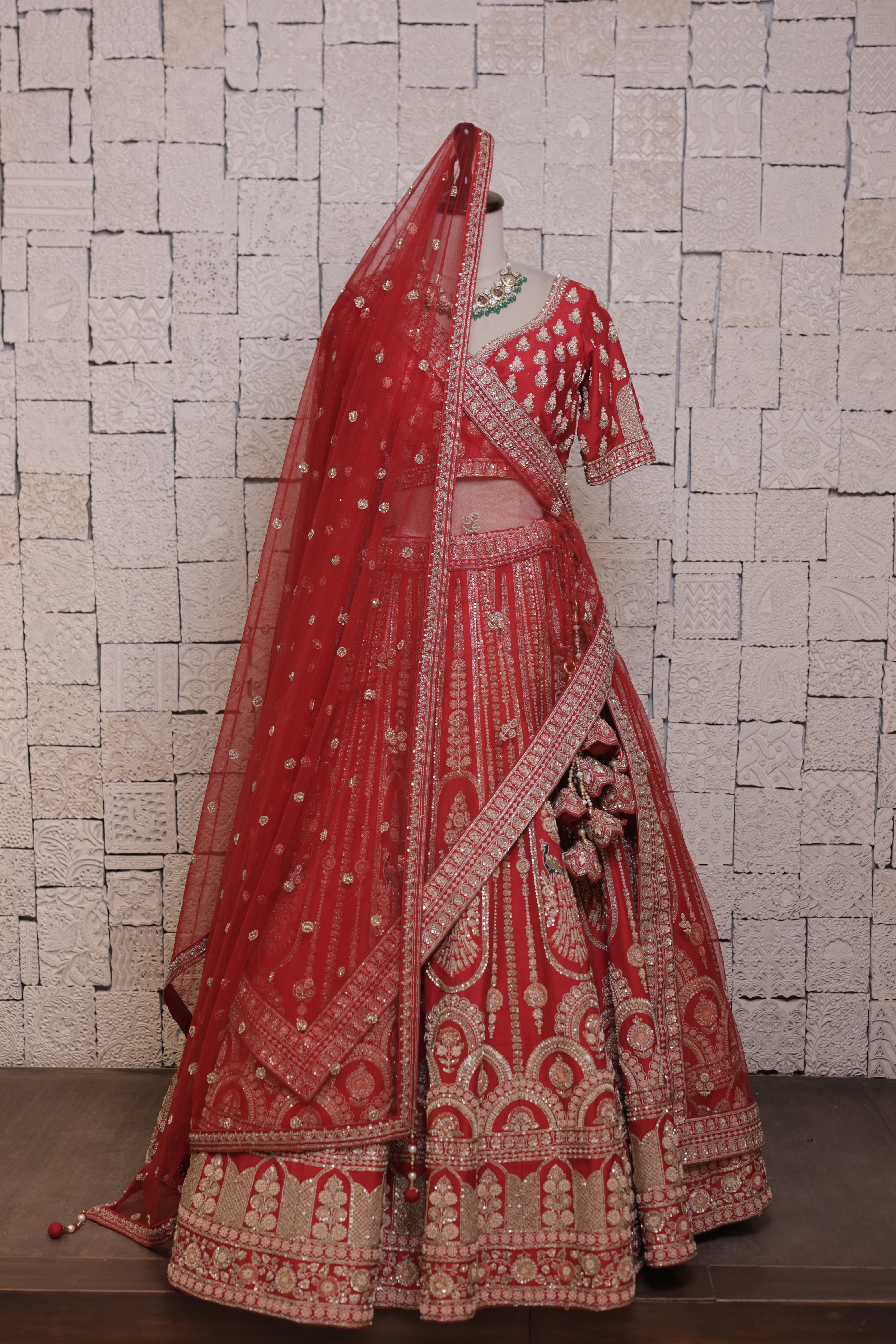 Red Sequence Ghagra Set Bridal Lehenga