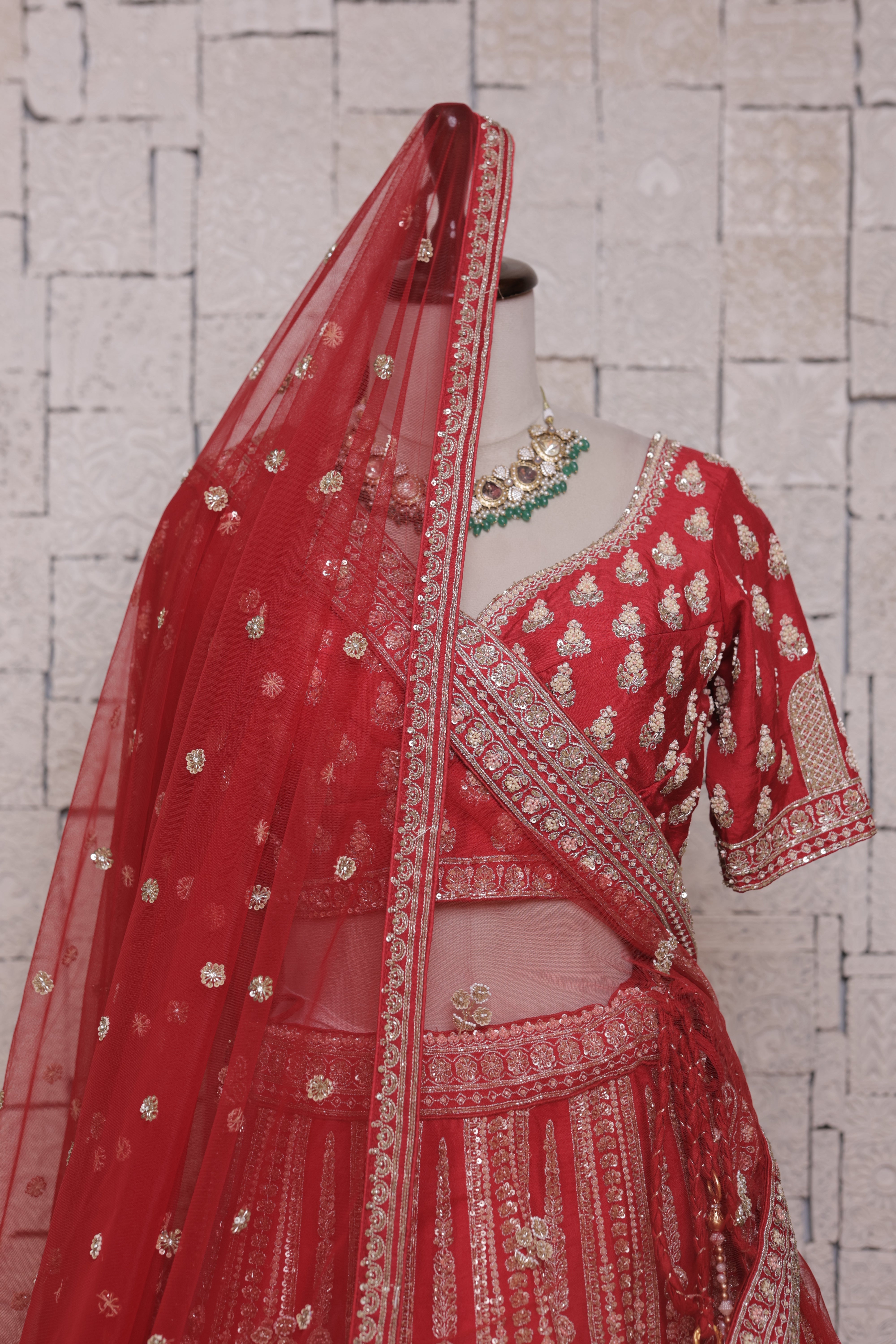 Red Sequence Ghagra Set Bridal Lehenga