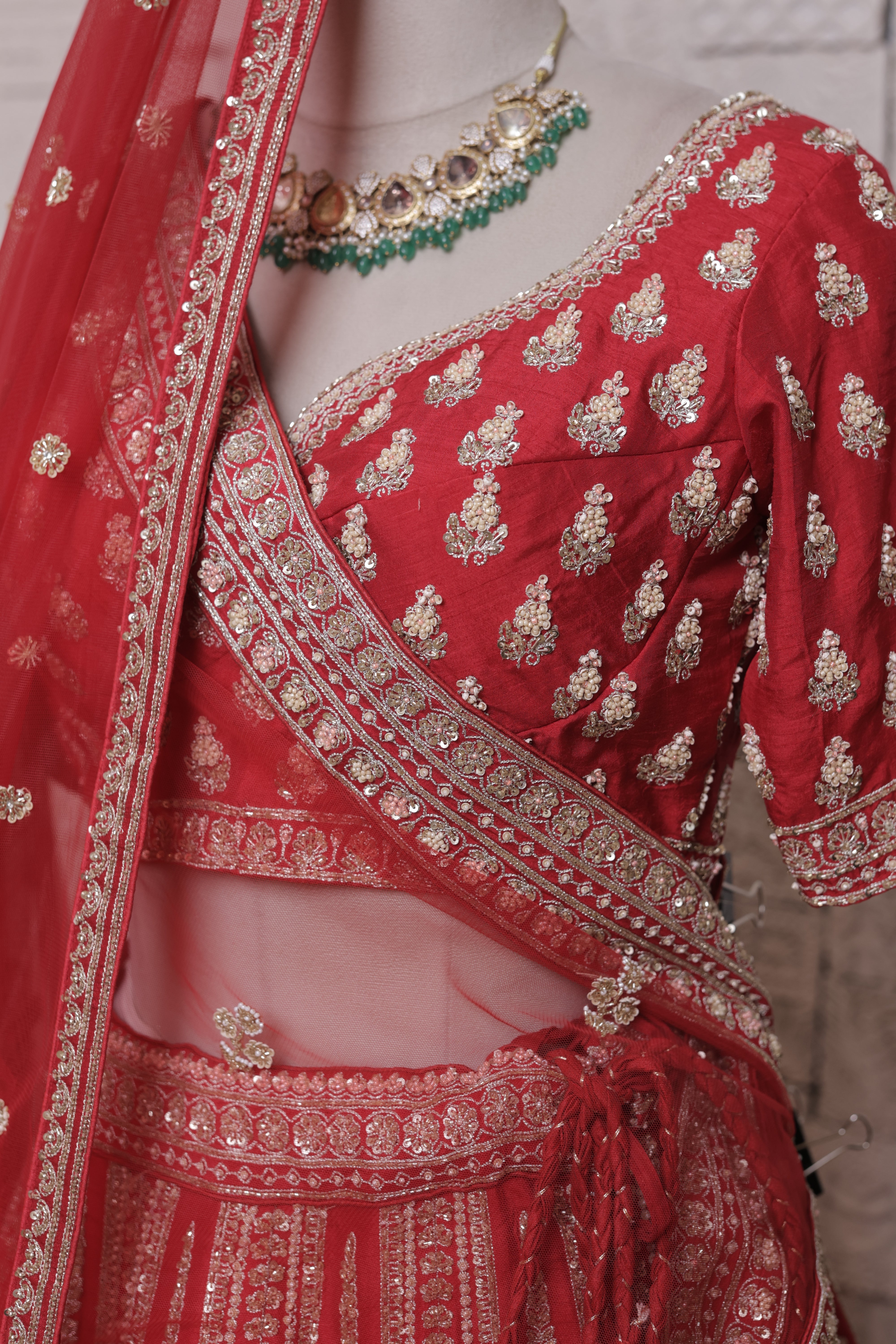 Red Sequence Ghagra Set Bridal Lehenga