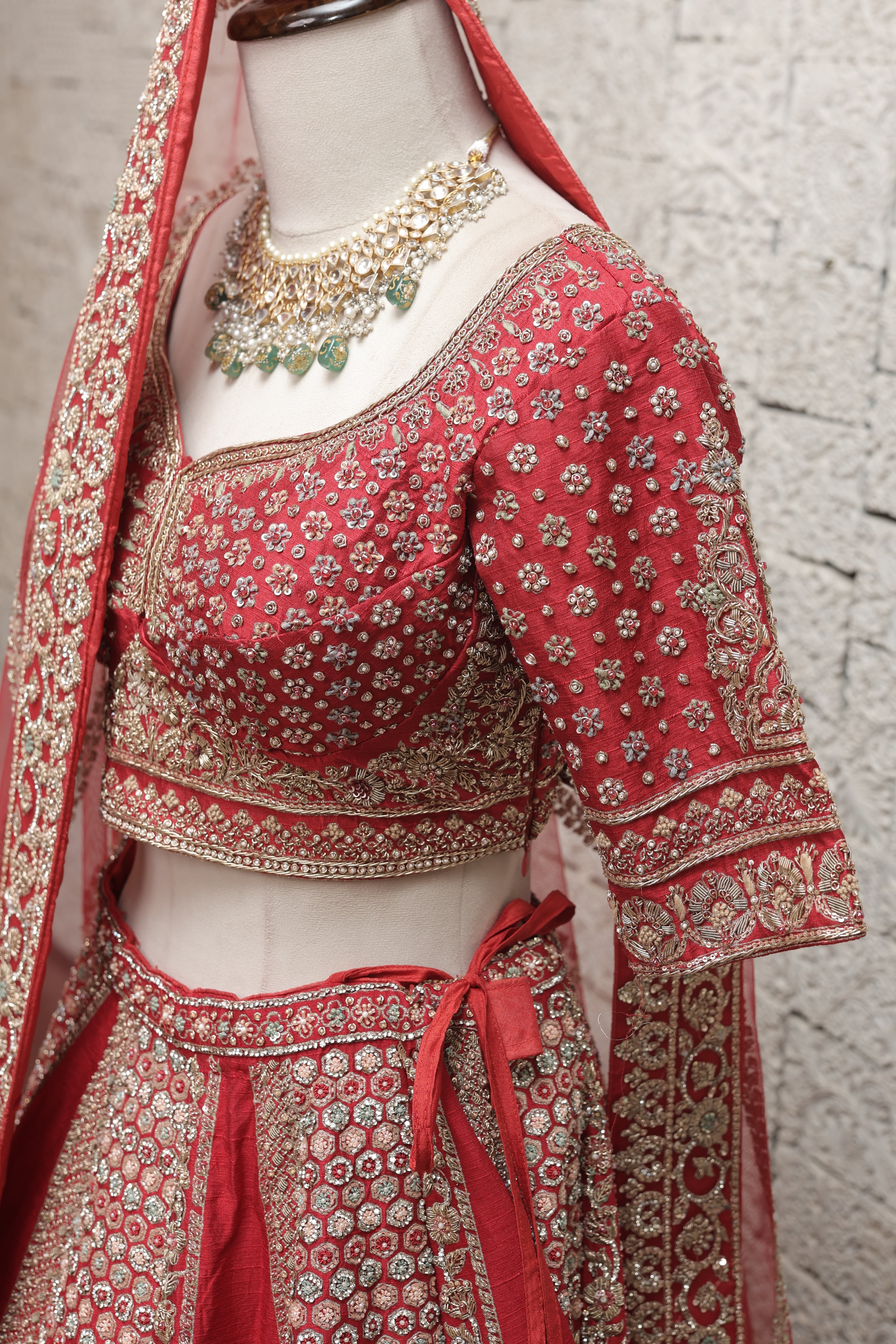 REGAL RED SILK LEHENGA WITH ORNATE EMBROIDERY