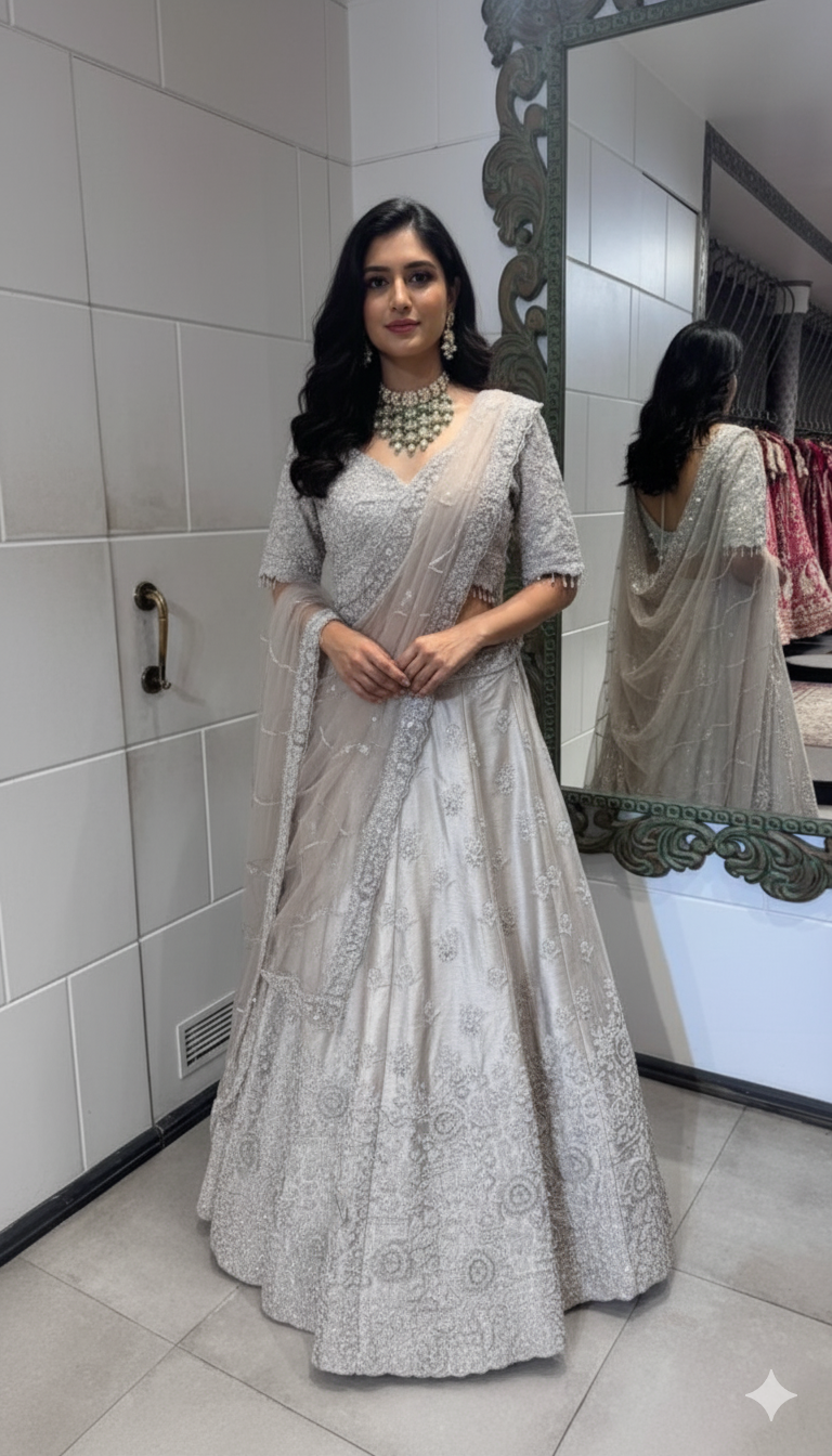 Silver embellished lehenga