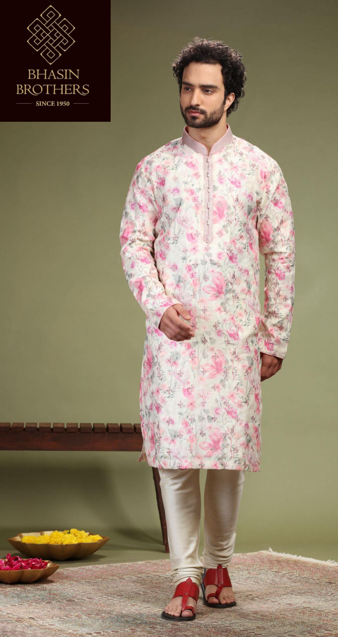 Pink floral kurta