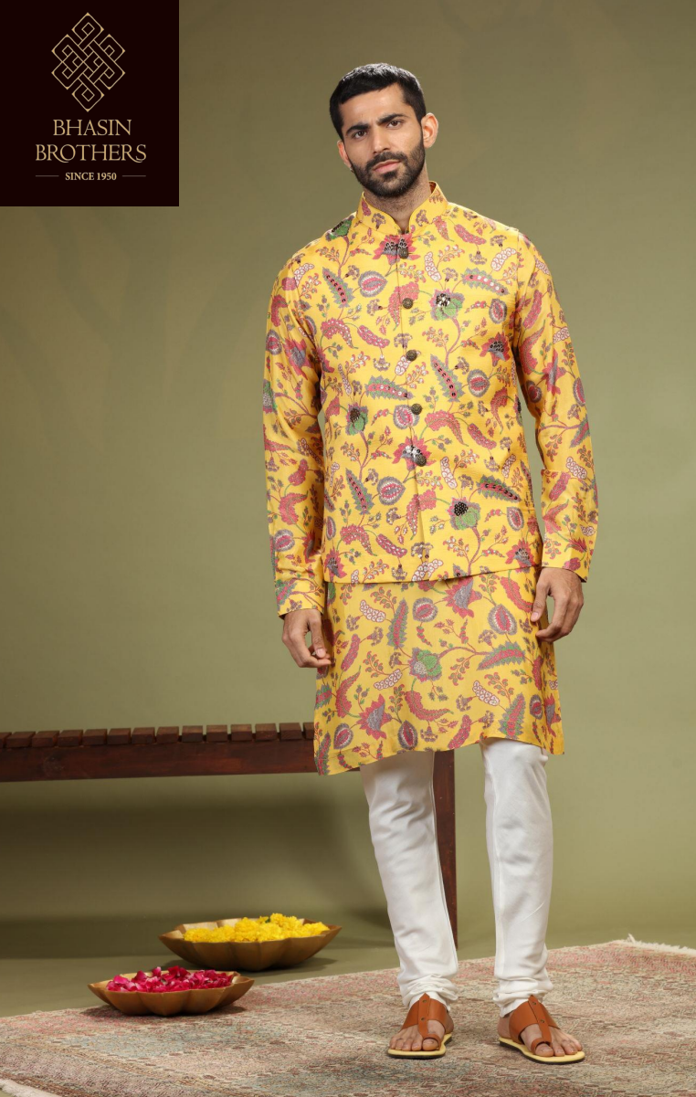 Yellow printed kurta