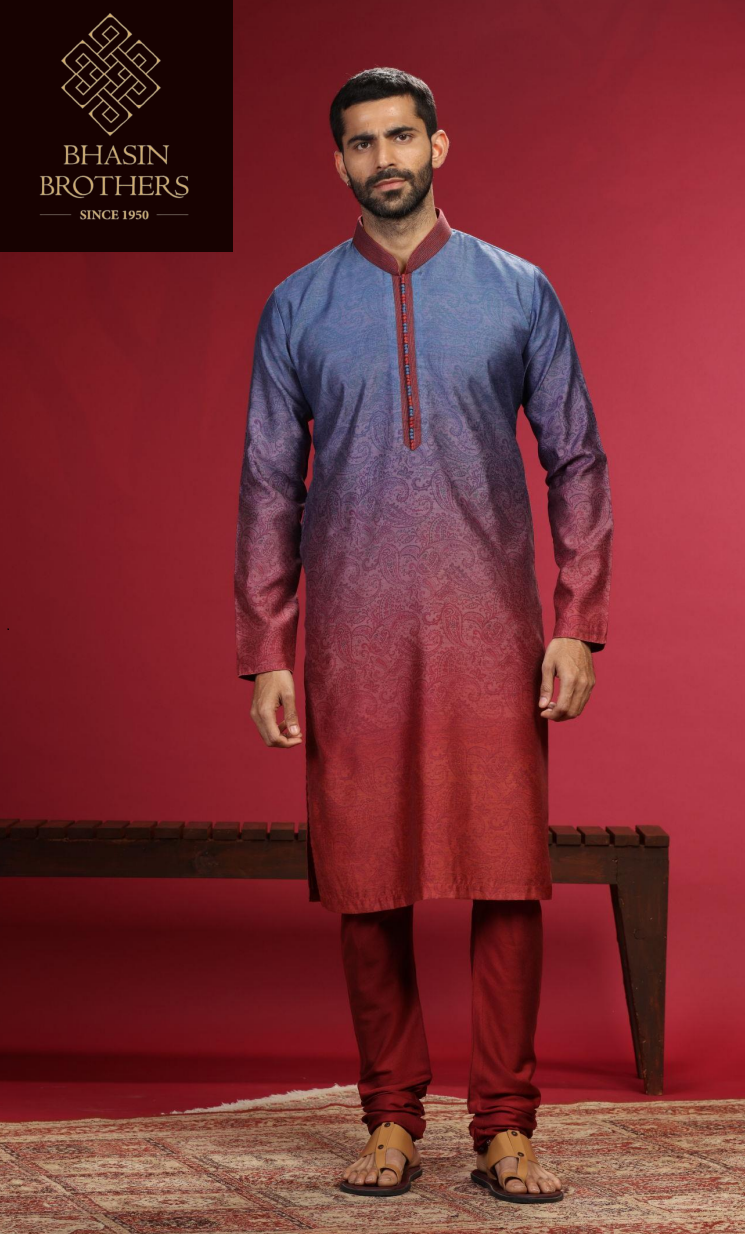 Blue and Maroon kurta