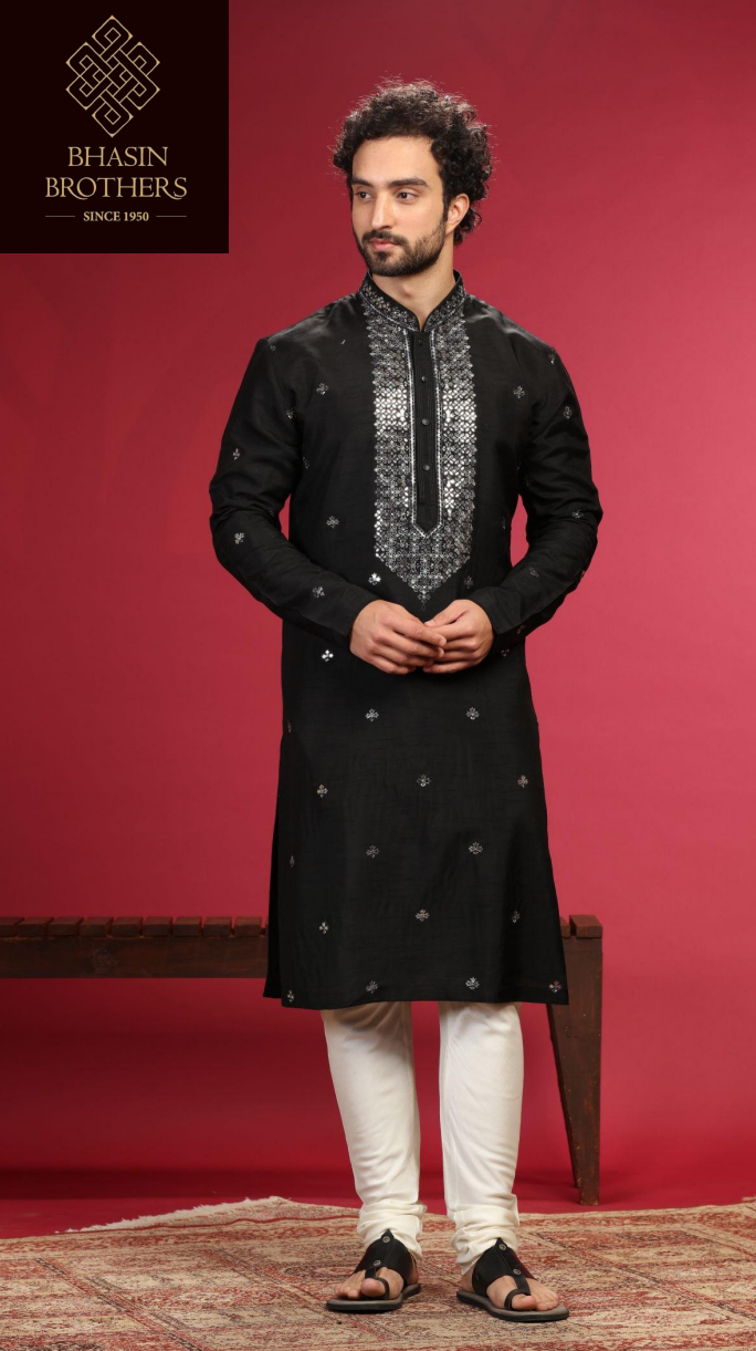 Black and silver kurta