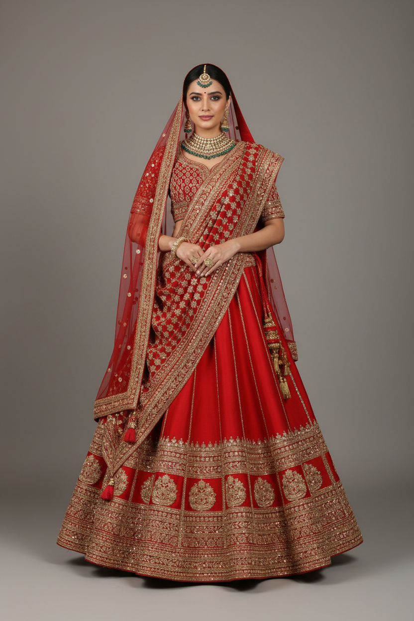 Exquisite Red Bridal Lehenga - Premium Wedding Attire