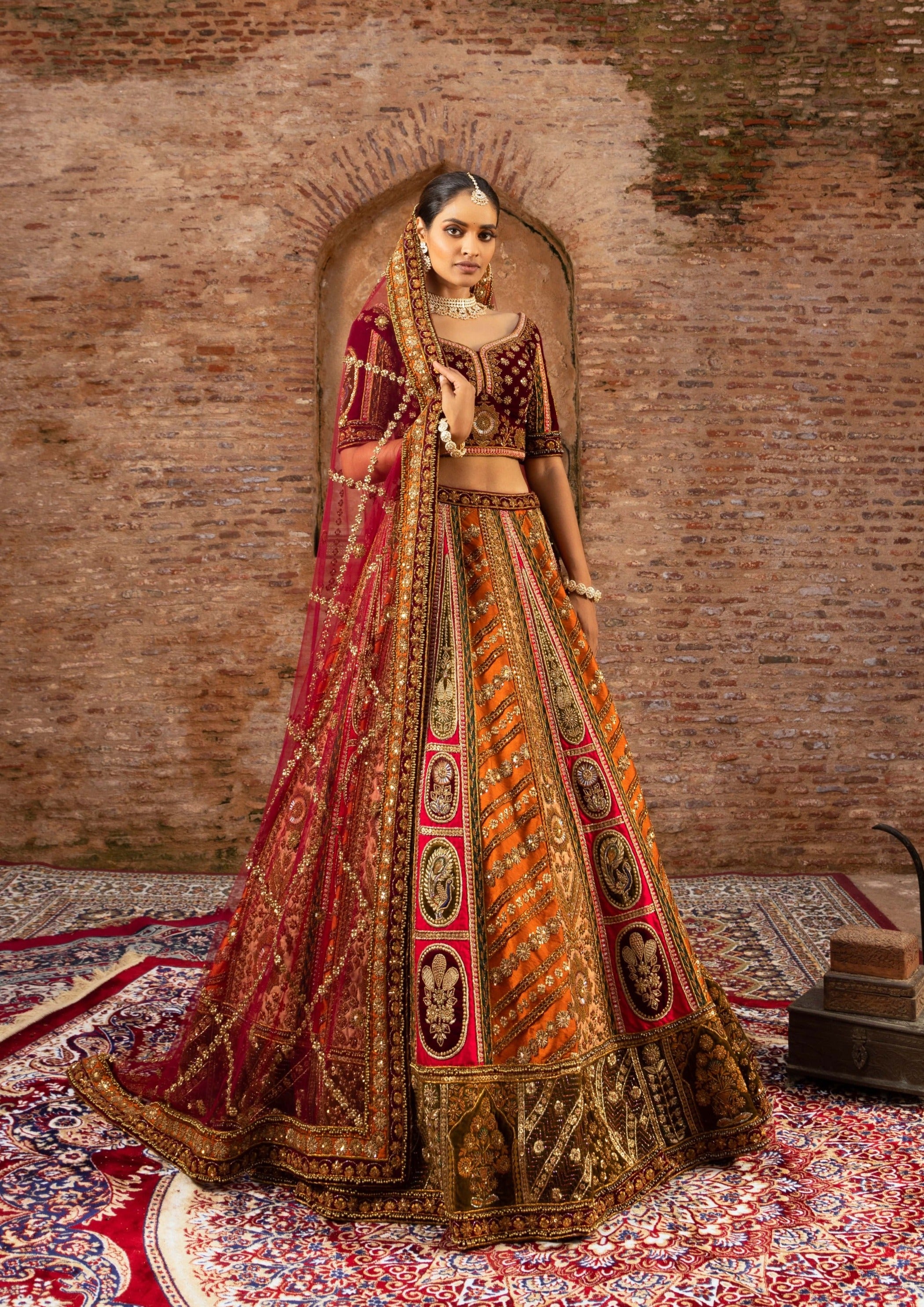 Gold Bridal Lengha: Indian Wedding Lehenga in USA – B Anu Designs