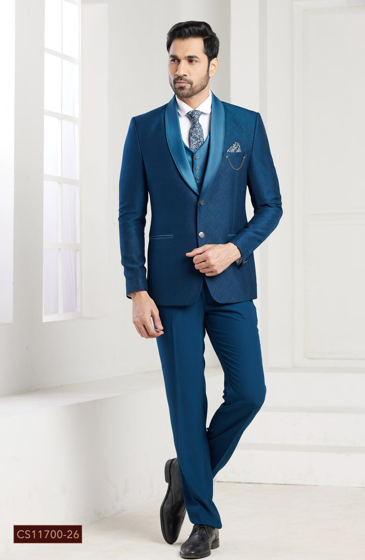 Blue textured mens tuxedo