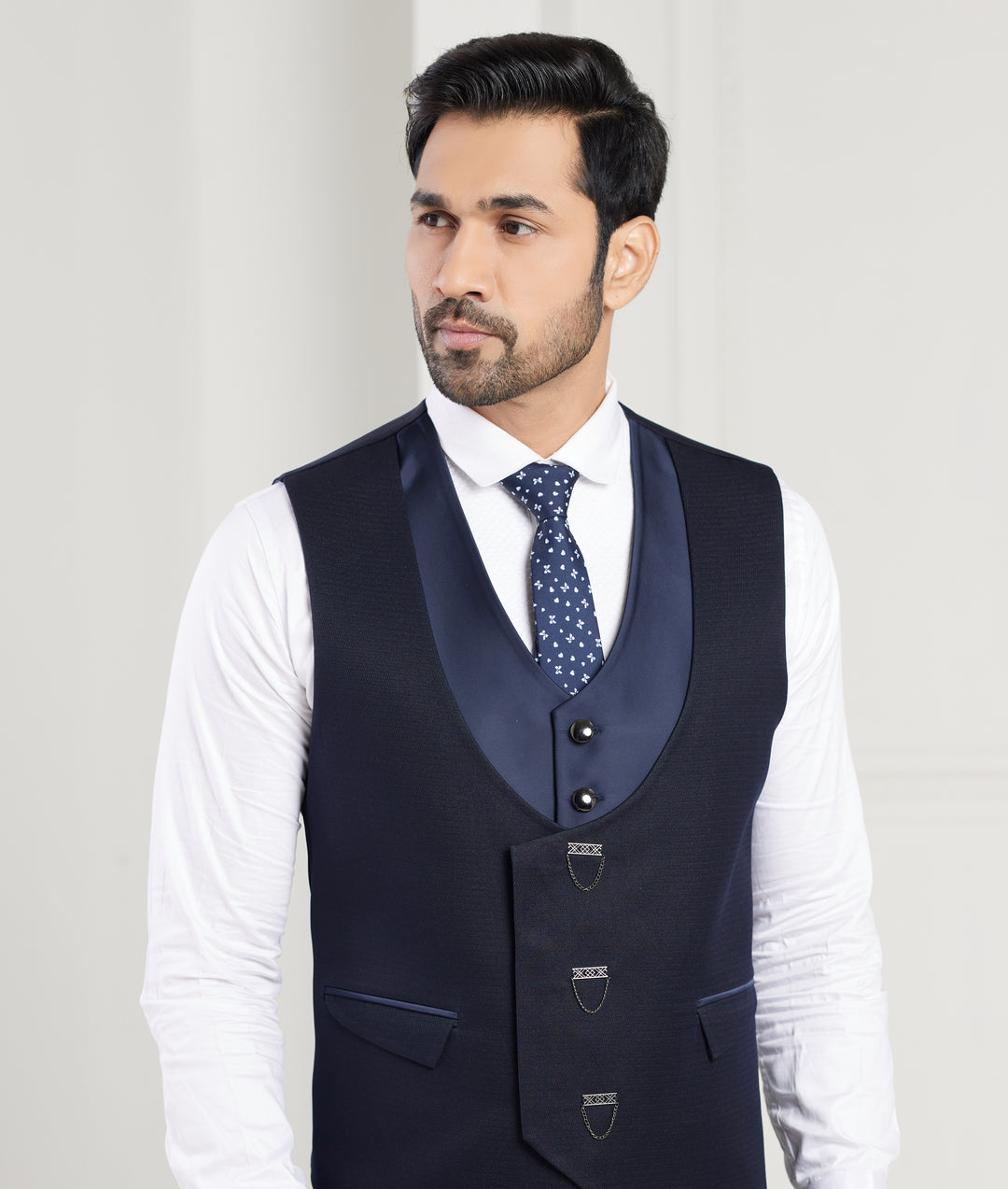 NAVY BLUE MEN’S TUXEDO WITH WAISTCOAT