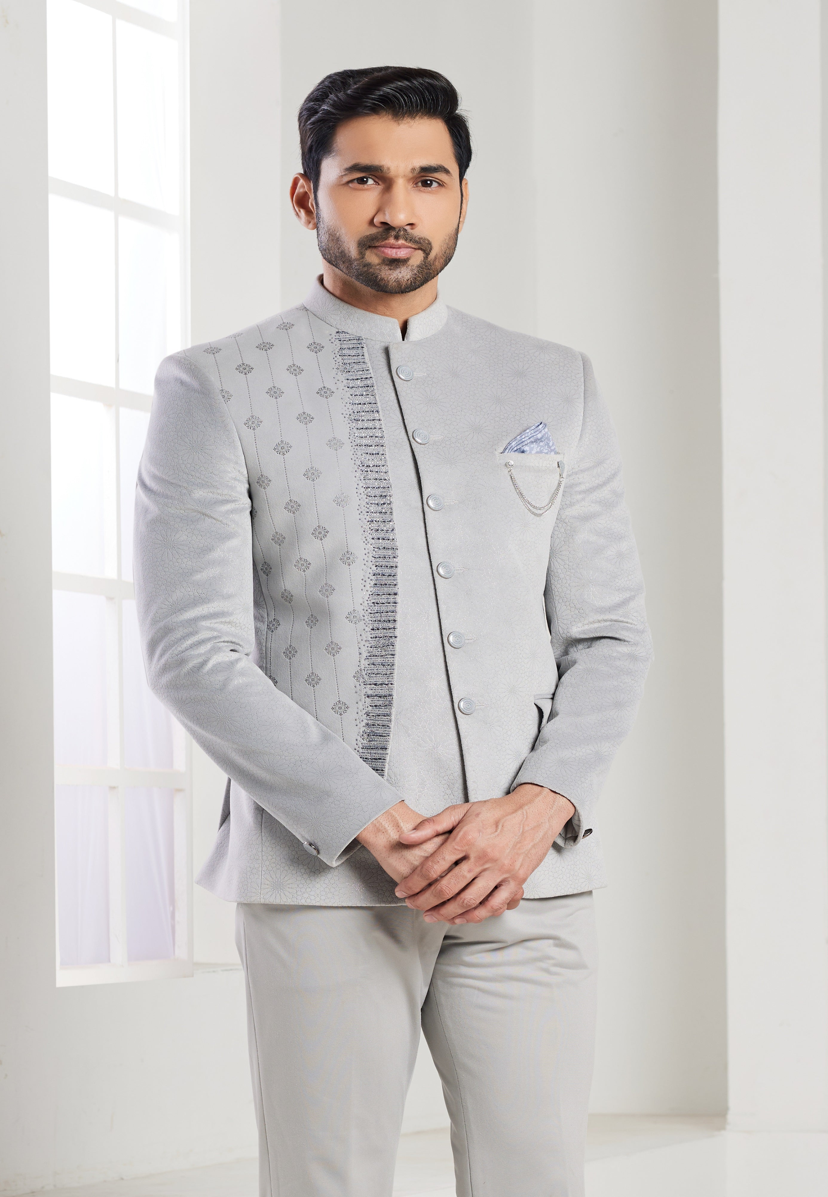 Ivory men’s indo-western jacket set