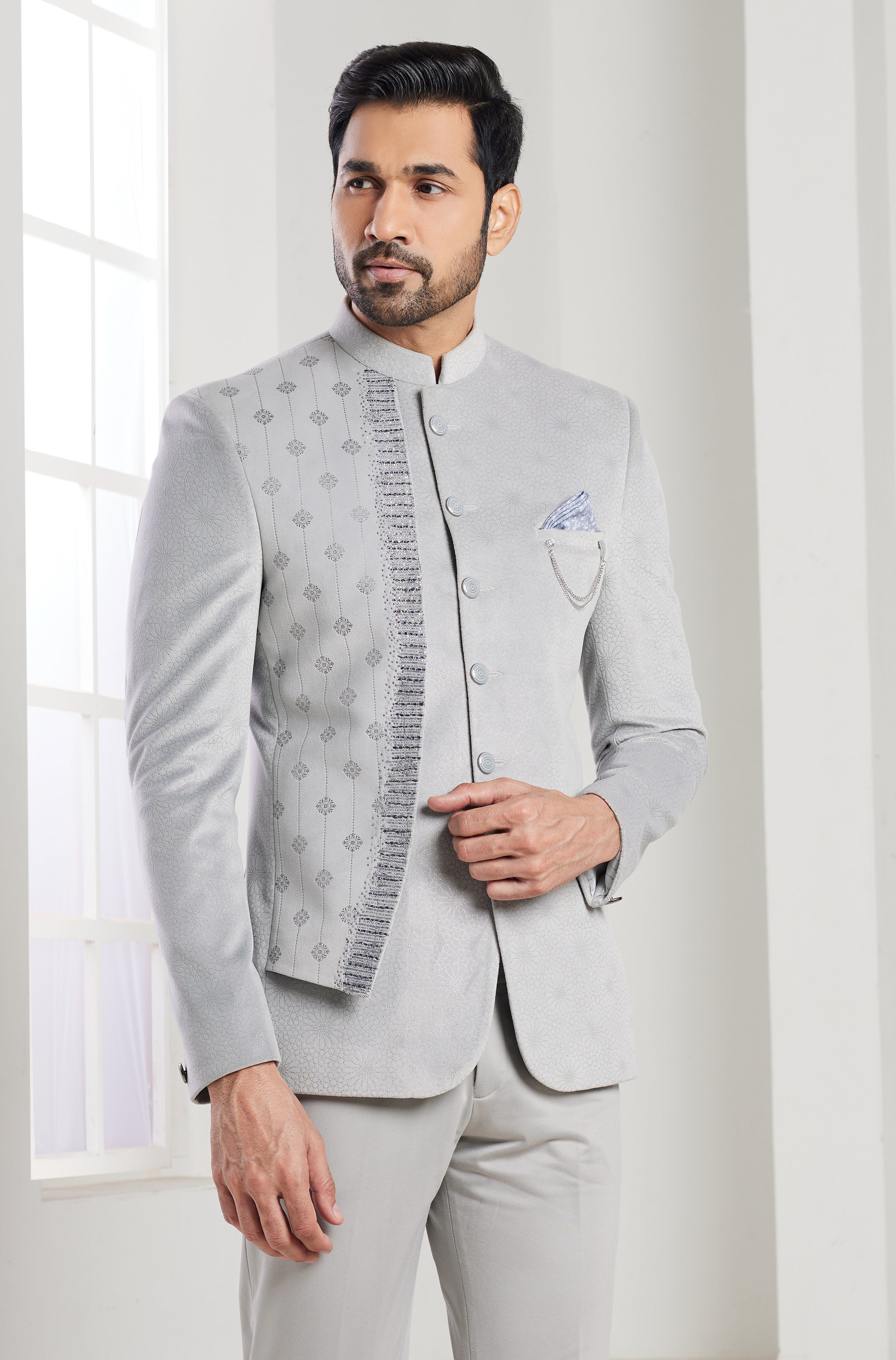 Ivory men’s indo-western jacket set