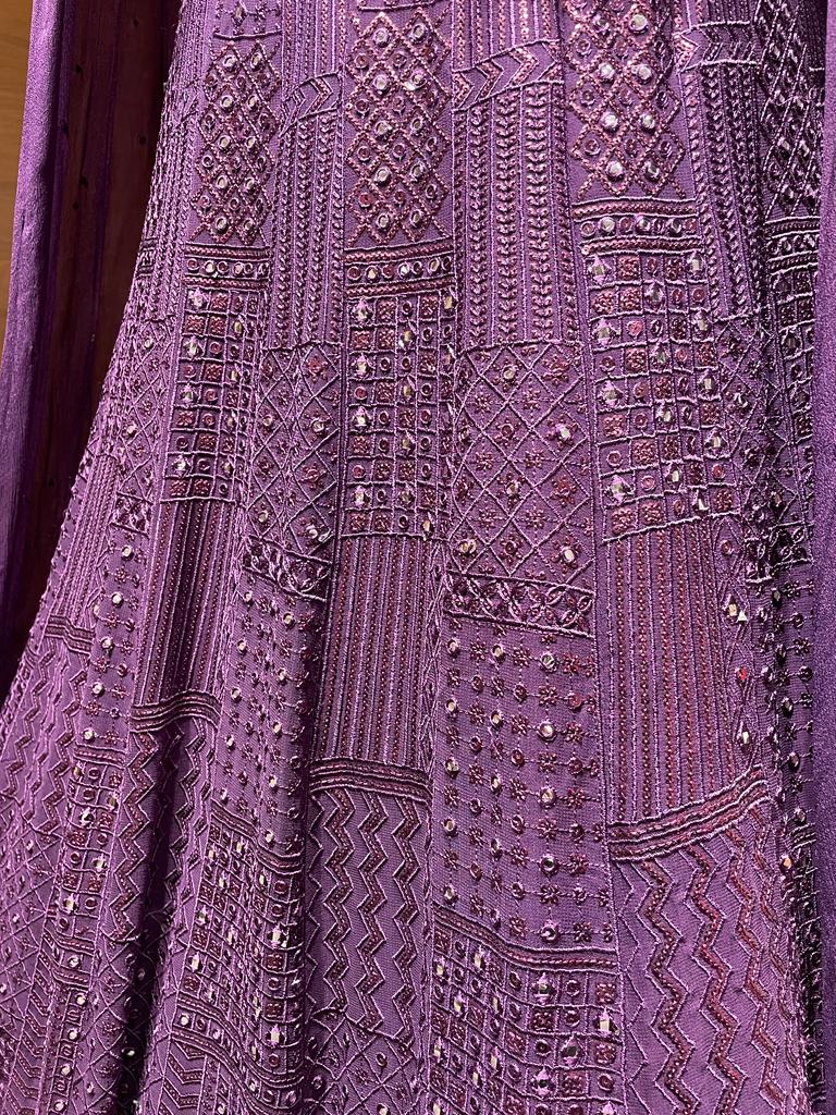 Purple cape style lehenga