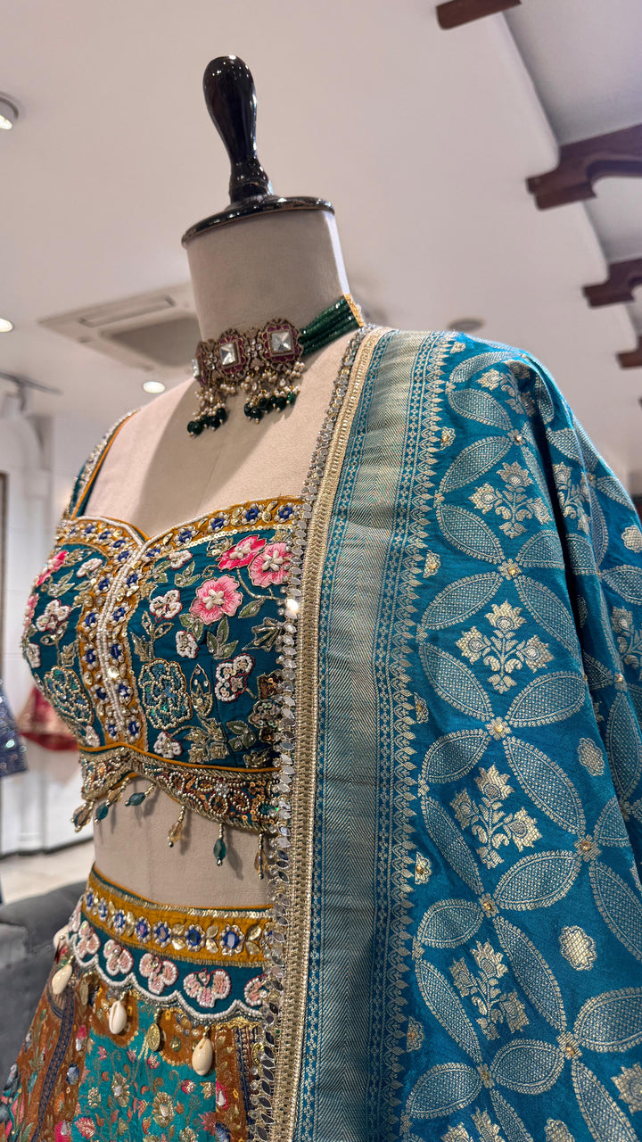 Blue Banarsi lehenga