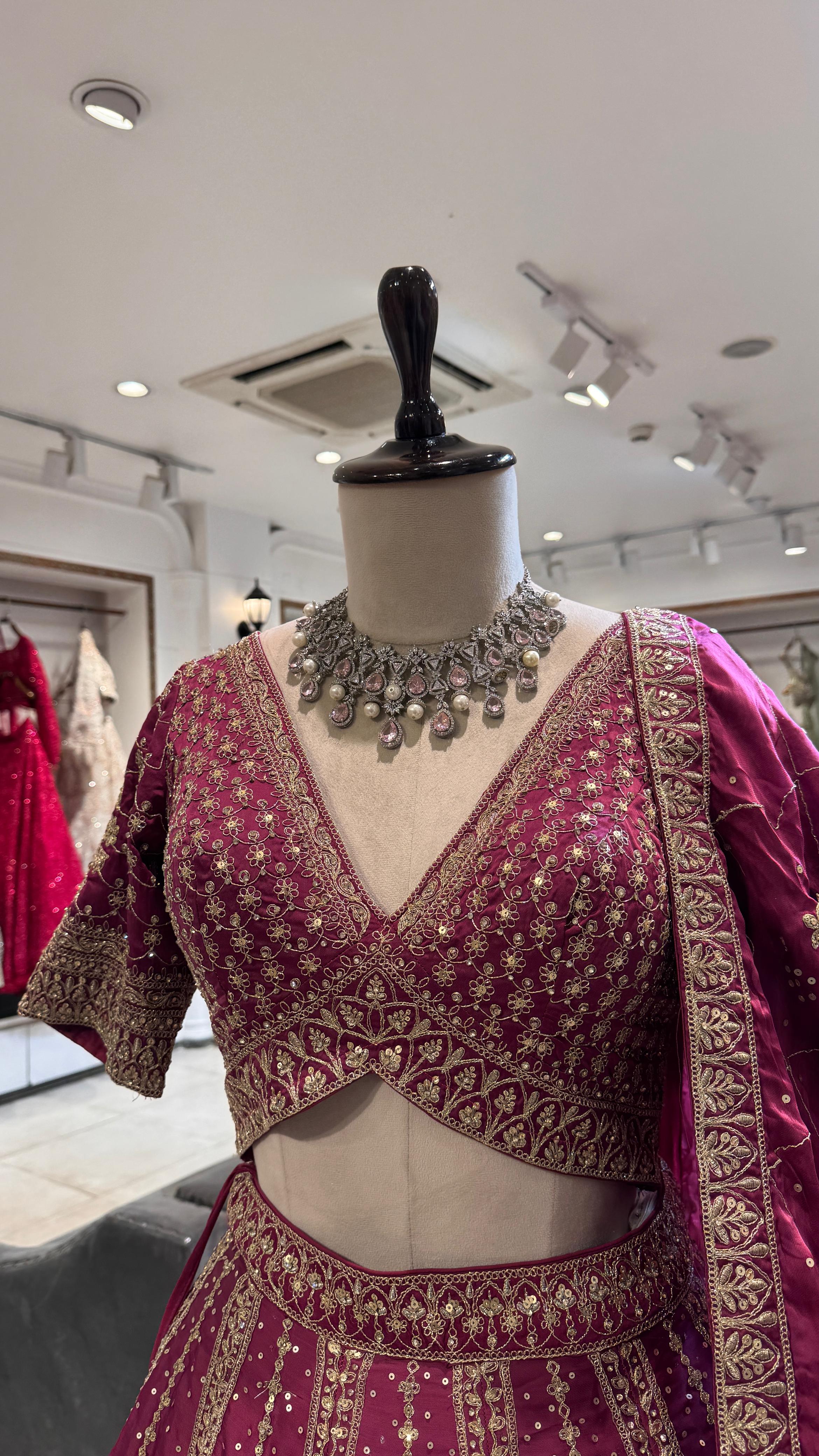 Falsa Silk lehenga with sequence and thread work