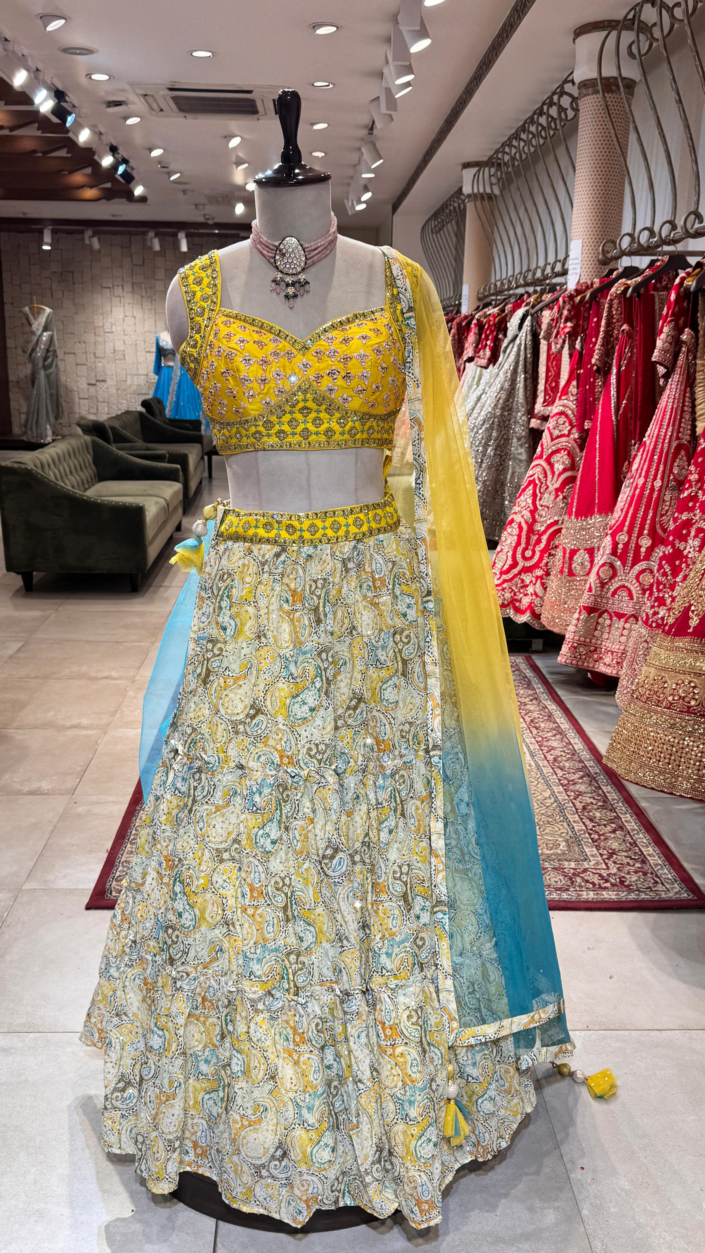 Yellow paisley lehenga